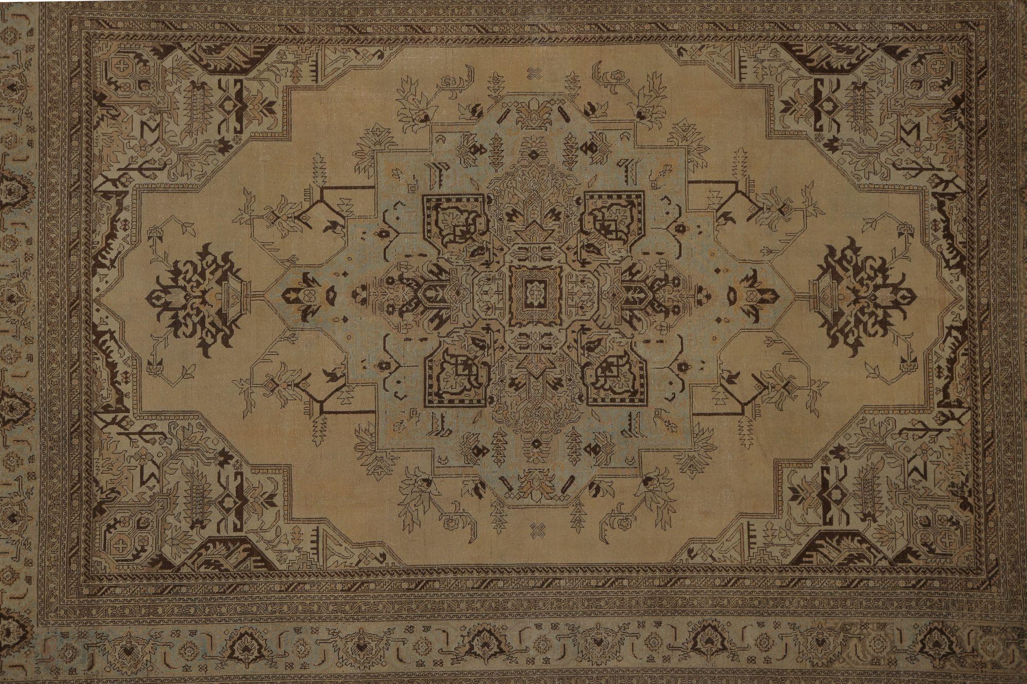 Persische Täbris Teppiche - Wolle Braun Elfenbein Taupe Design - 97785 im Zustand „Hervorragend“ im Angebot in Dallas, TX