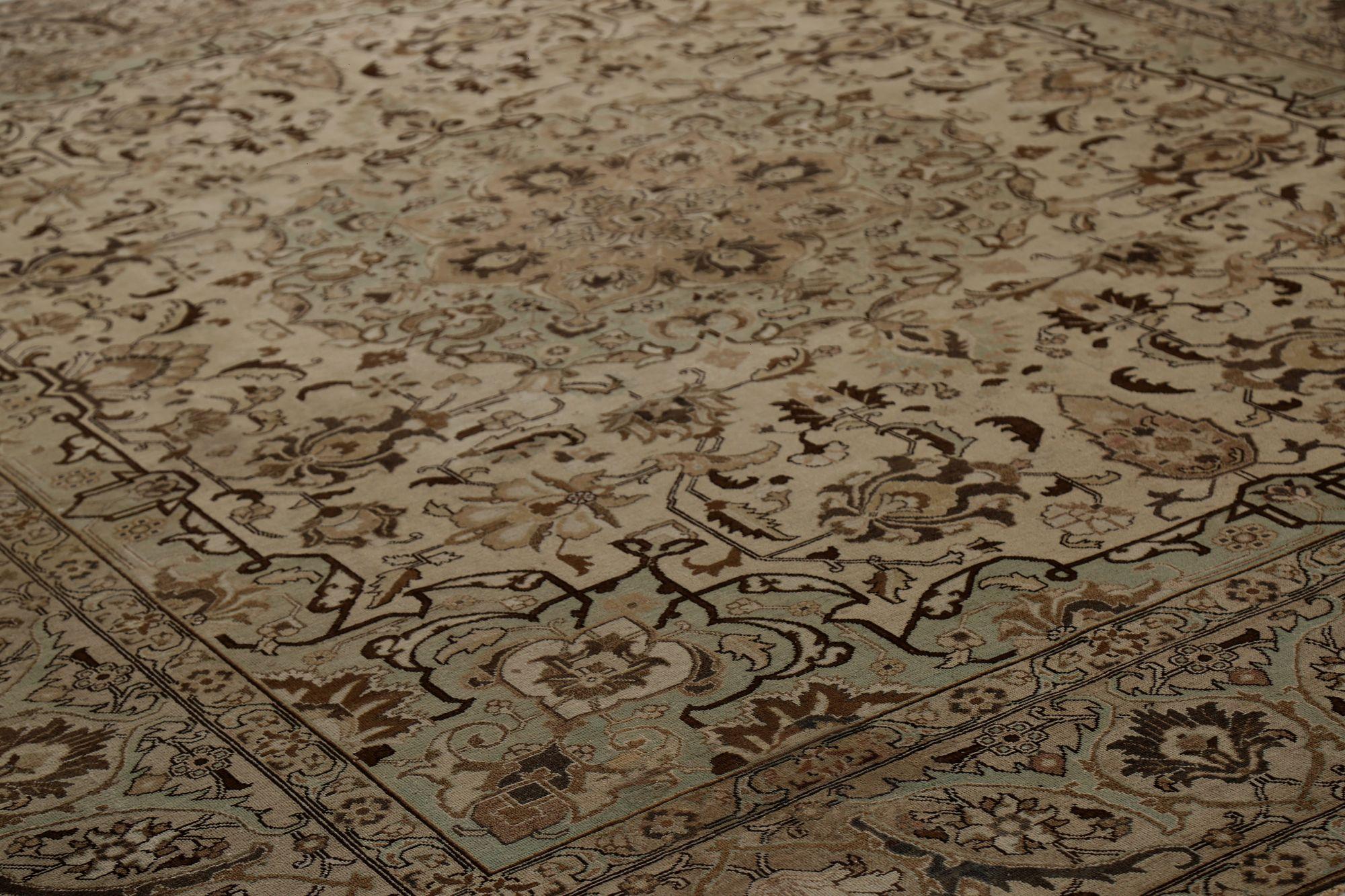 Iracheno Tappeti persiani Tabriz - Lana Marrone Avorio Taupe - 97790 in vendita