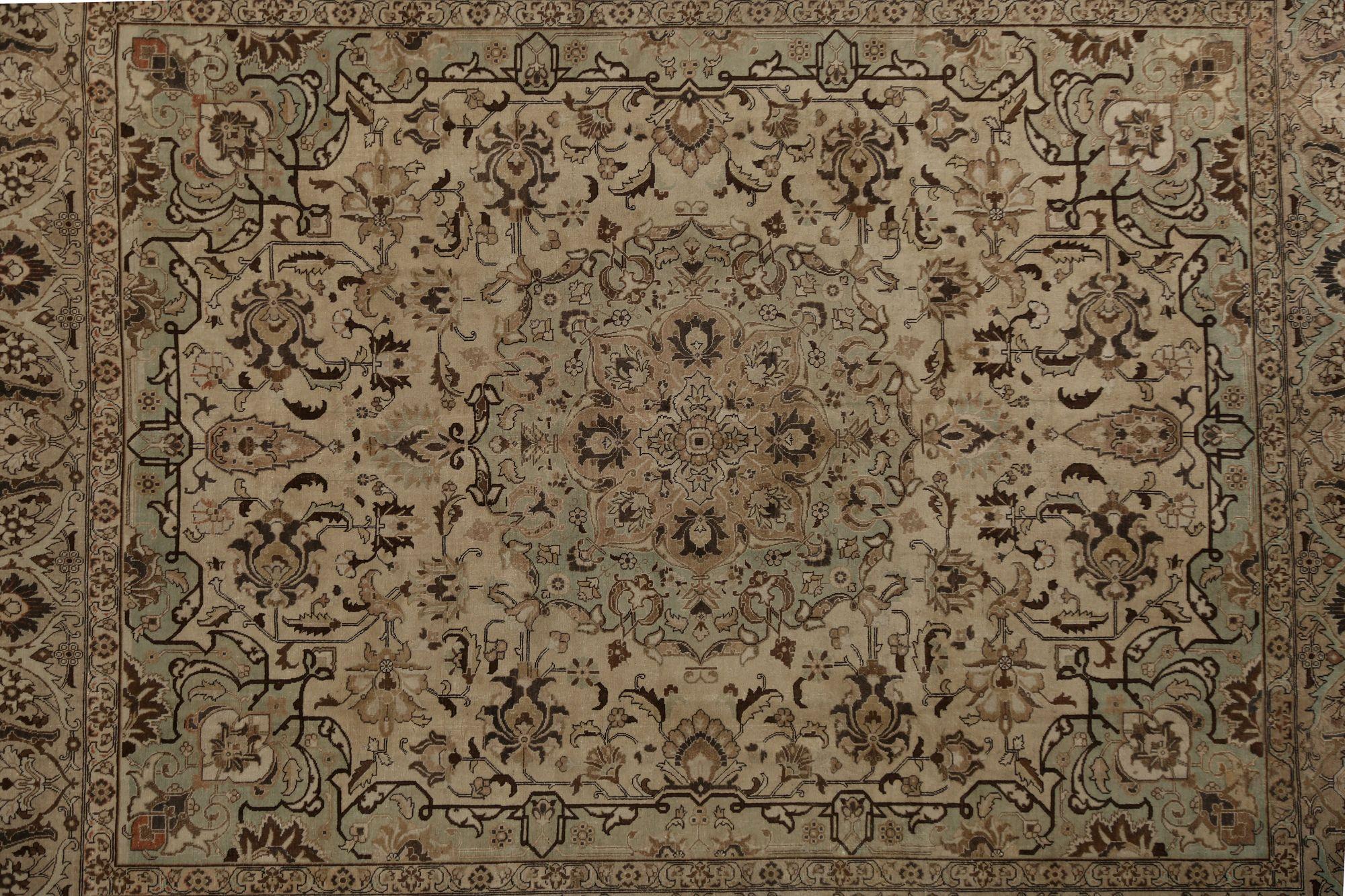 Tappeti persiani Tabriz - Lana Marrone Avorio Taupe - 97790 In condizioni ottime in vendita a Dallas, TX