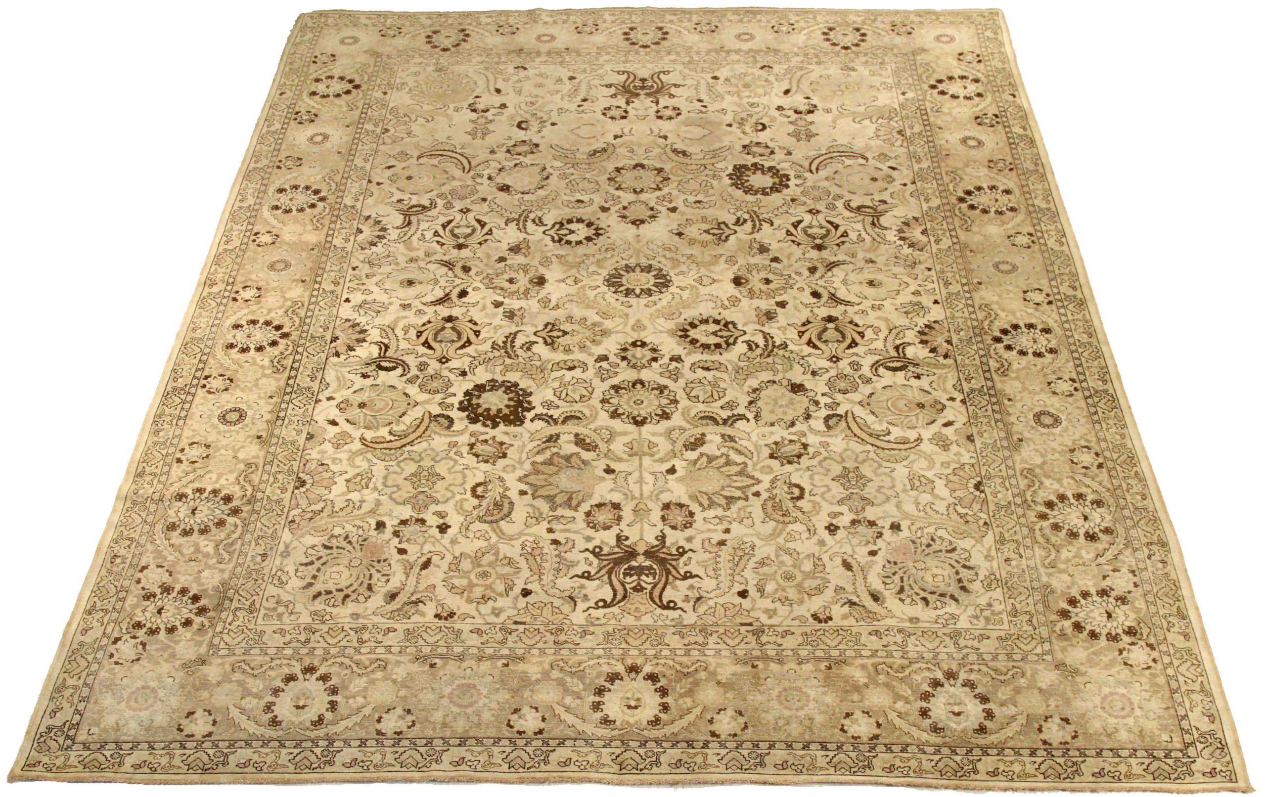 Discover the elegance of Persian Tabriz featuring Area Rugs in Circa 1880. Designed with Wool and BrownIvoryYellow, this exclusive design is perfect for enhancing your space.