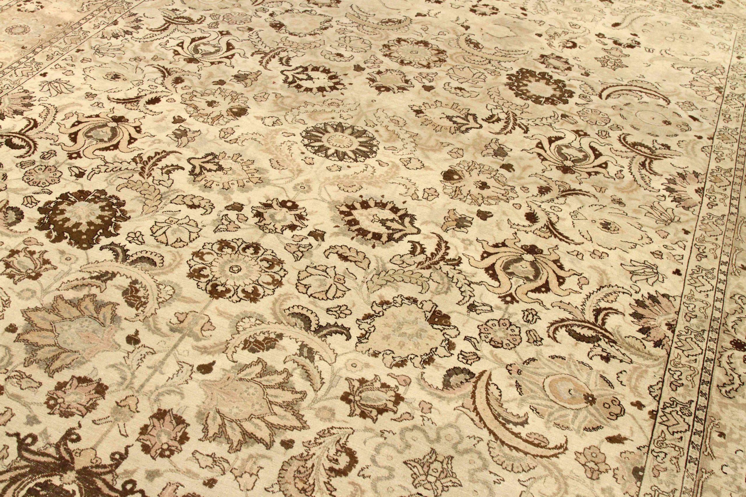 Persische Täbris Teppiche - Wolle Braun Elfenbein Gelb Design - 76043 (Irakisch) im Angebot
