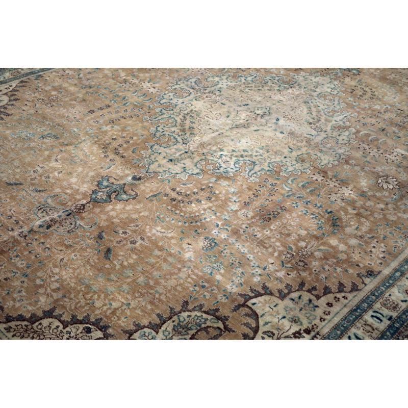 Iracheno Tappeti persiani Tabriz - Lana Marrone Avorio Disegno Giallo - 94549 in vendita