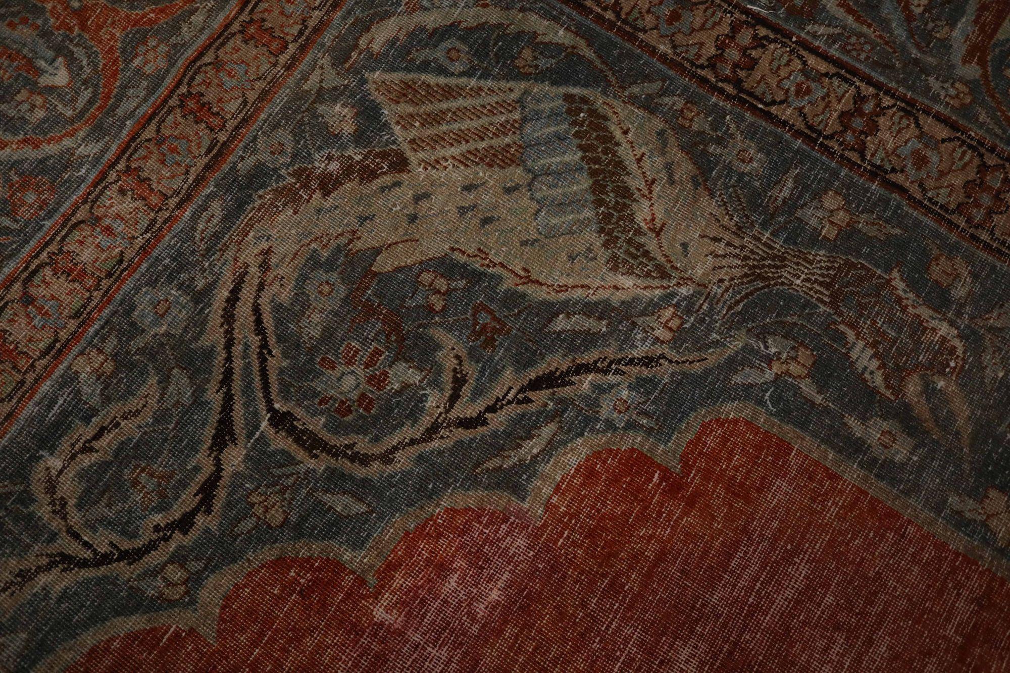 Iraqi Persian Tabriz Area Rugs - Wool Brown Red Design - 93401 For Sale