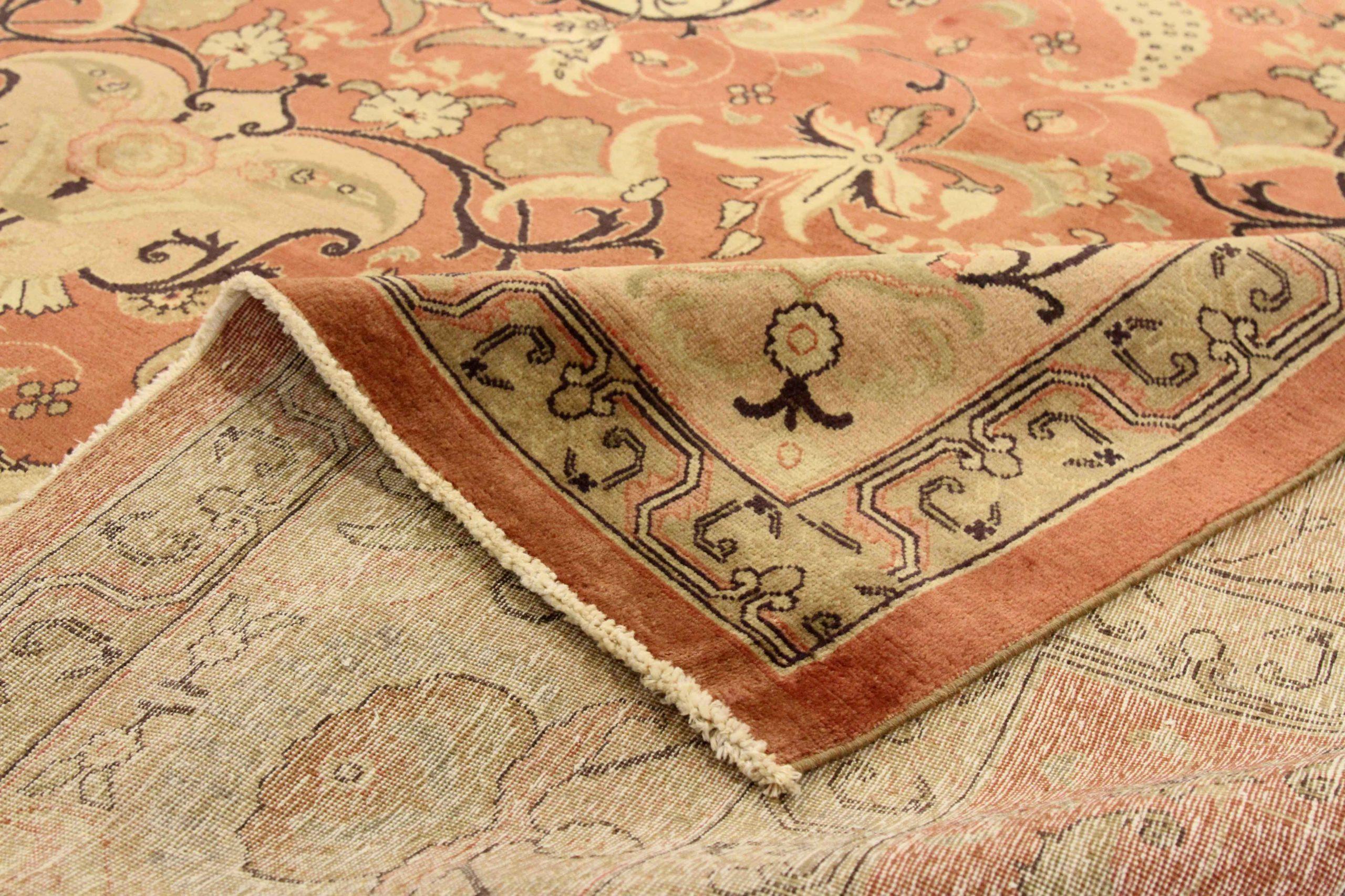 Tappeti persiani Tabriz - Lana Verde Avorio Rosso - 75867 In condizioni ottime in vendita a Dallas, TX