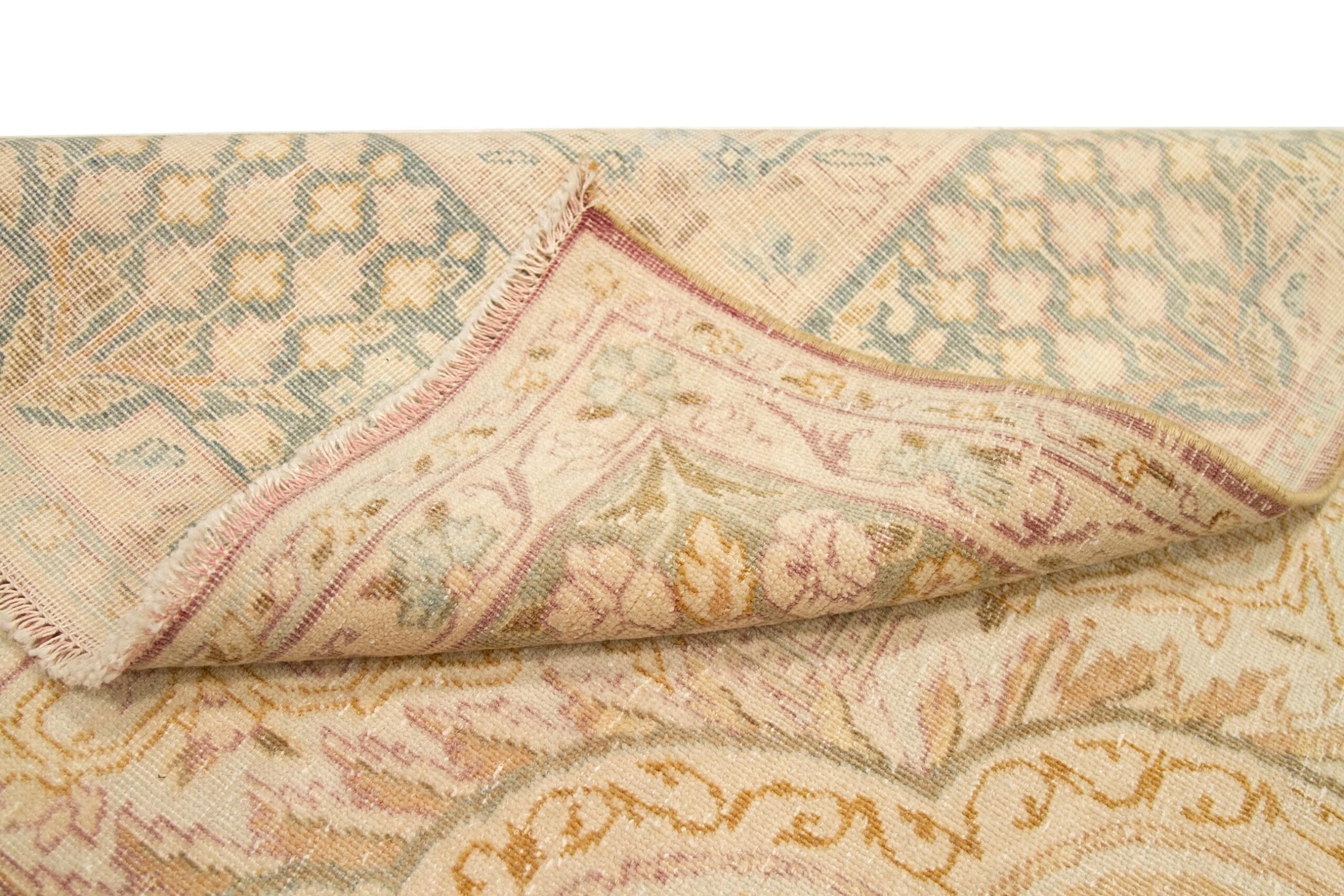 Irakien Tapis persans Tabriz - motif en laine vert ivoire jaune - 92694 en vente