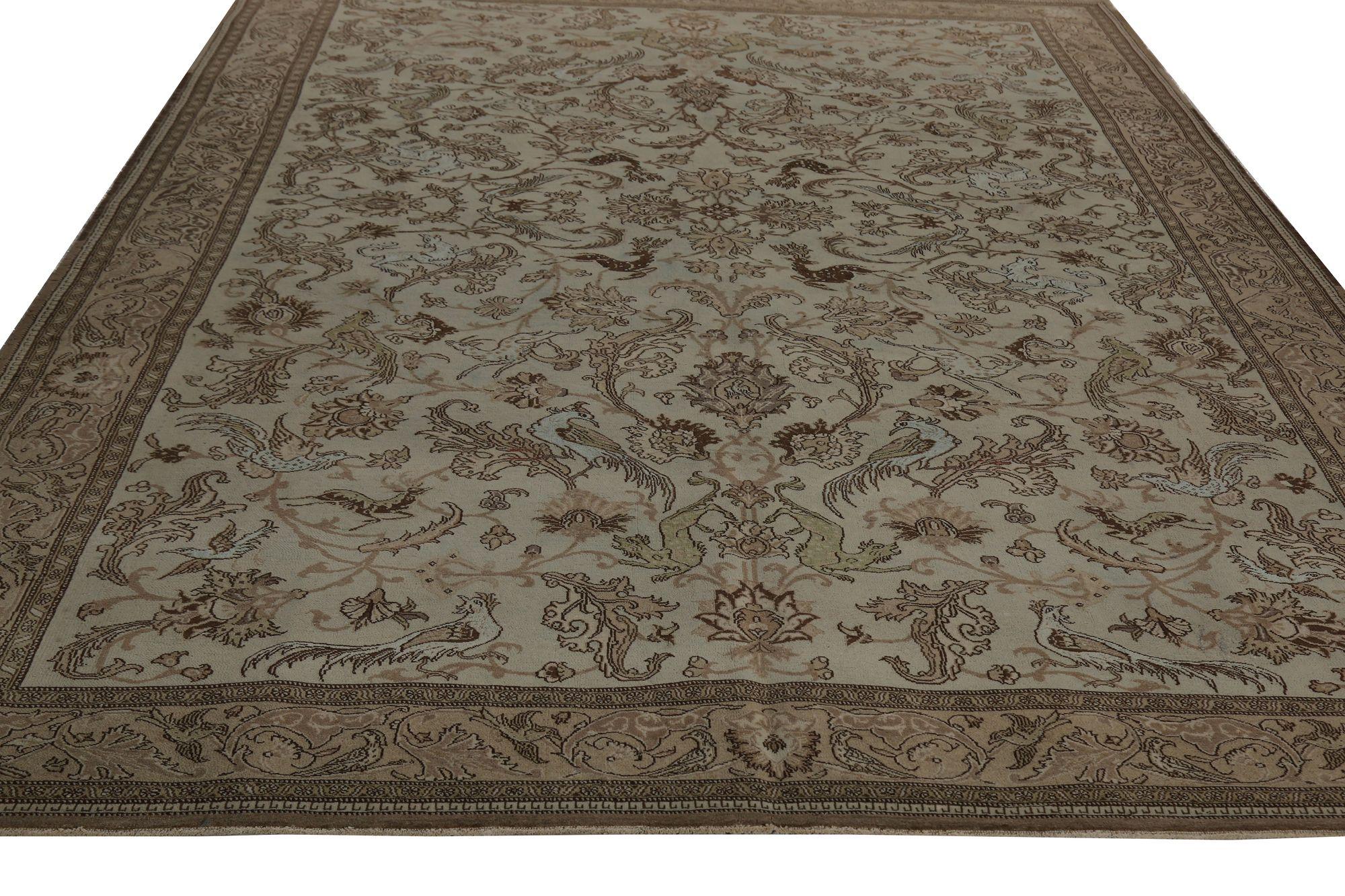 Persische Täbris-Teppiche – Wolle, elfenbeinfarbenes Design – 96878 (Irakisch) im Angebot