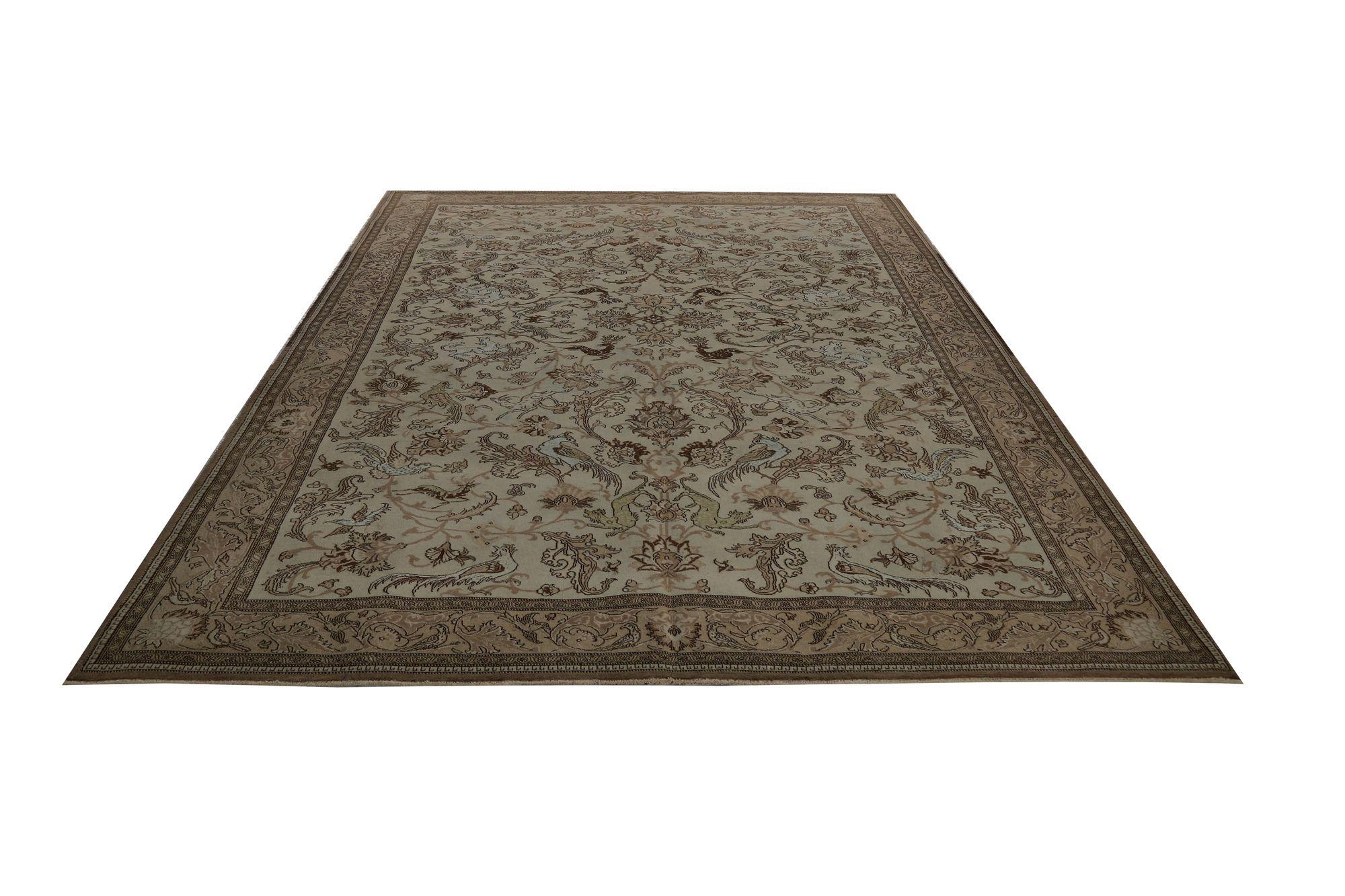 Persische Täbris-Teppiche – Wolle, elfenbeinfarbenes Design – 96878 im Zustand „Hervorragend“ im Angebot in Dallas, TX