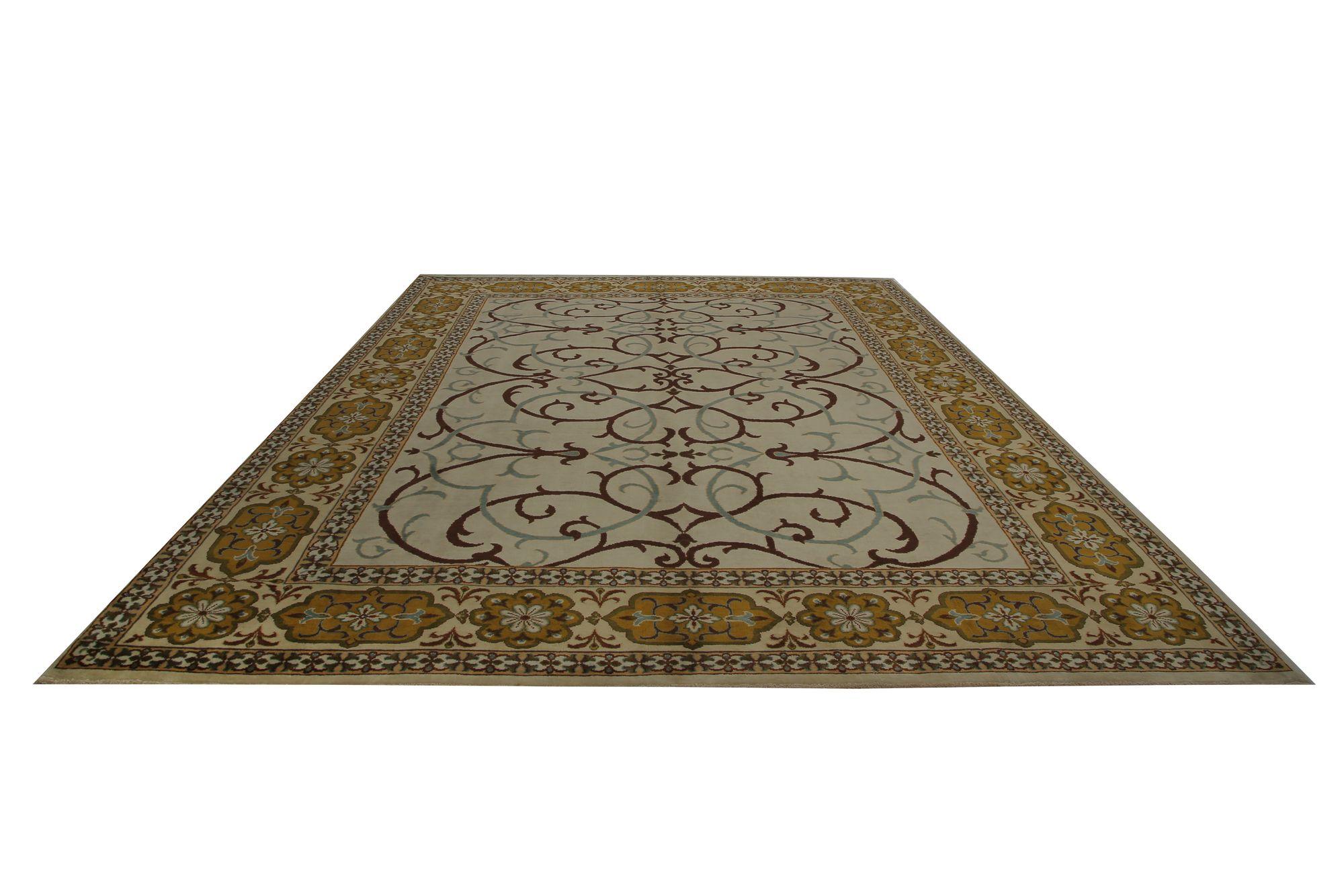 Persische Täbris-Teppiche – Wolle, elfenbeinfarbenes Design – 97217 im Zustand „Hervorragend“ im Angebot in Dallas, TX