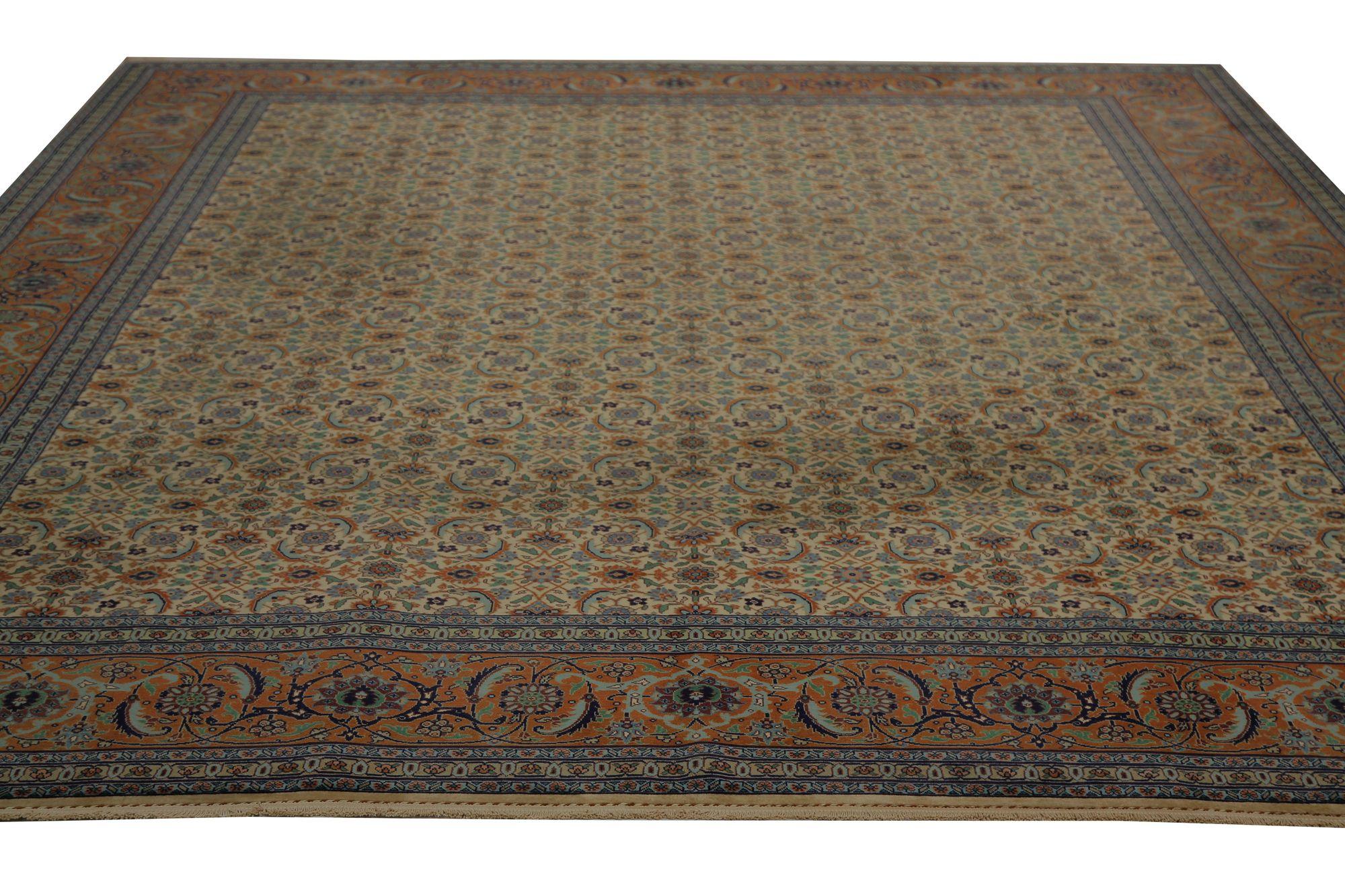 Persische Täbris-Teppiche – Wolle, elfenbeinfarbenes Design – 97229 im Zustand „Hervorragend“ im Angebot in Dallas, TX
