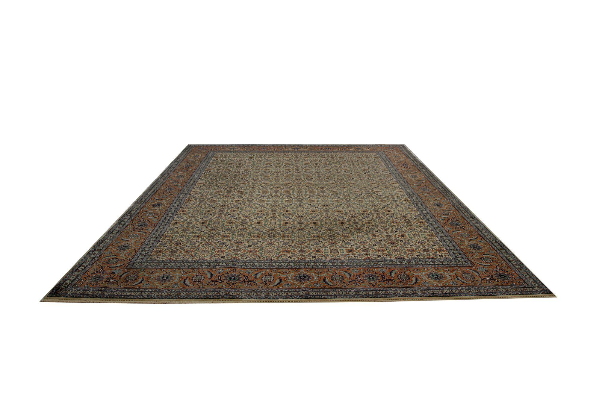 Persische Täbris-Teppiche – Wolle, elfenbeinfarbenes Design – 97229 (20. Jahrhundert) im Angebot