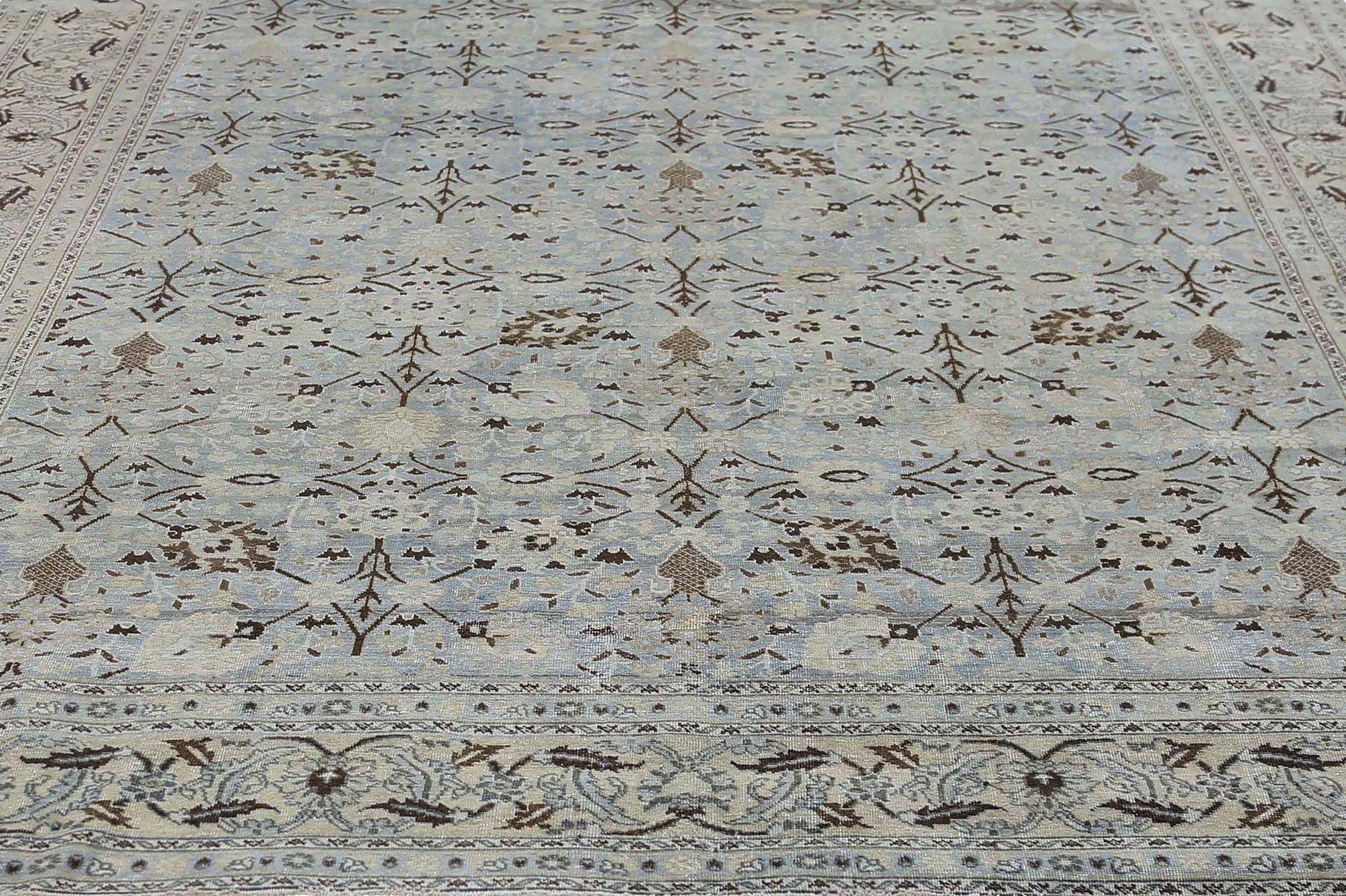 Persische Täbris-Teppiche - Wolle Elfenbein Hellblau Design - 96790 (Irakisch) im Angebot