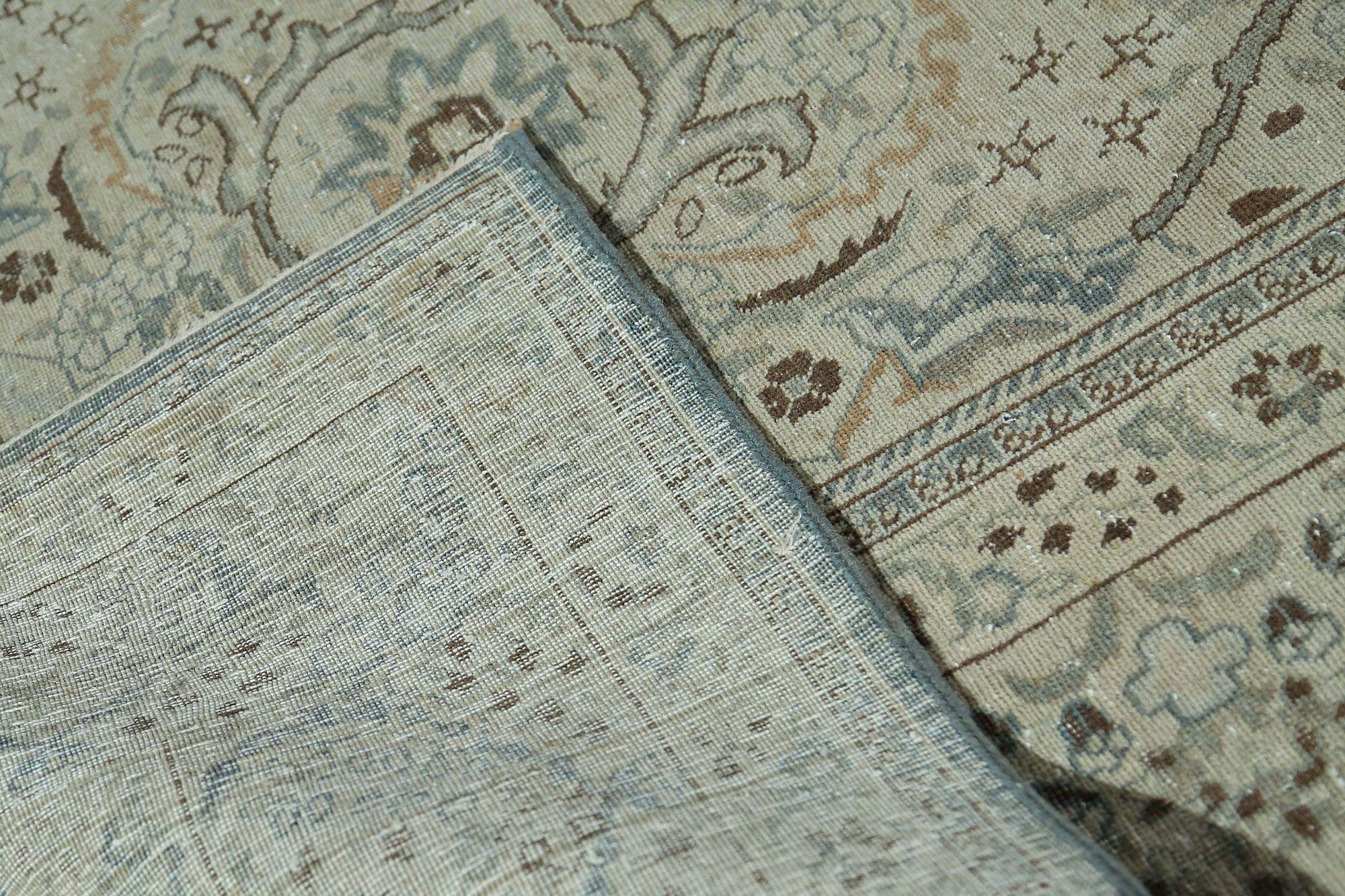 Persische Täbris-Teppiche - Wolle Elfenbein Hellblau Design - 97553 im Zustand „Hervorragend“ im Angebot in Dallas, TX