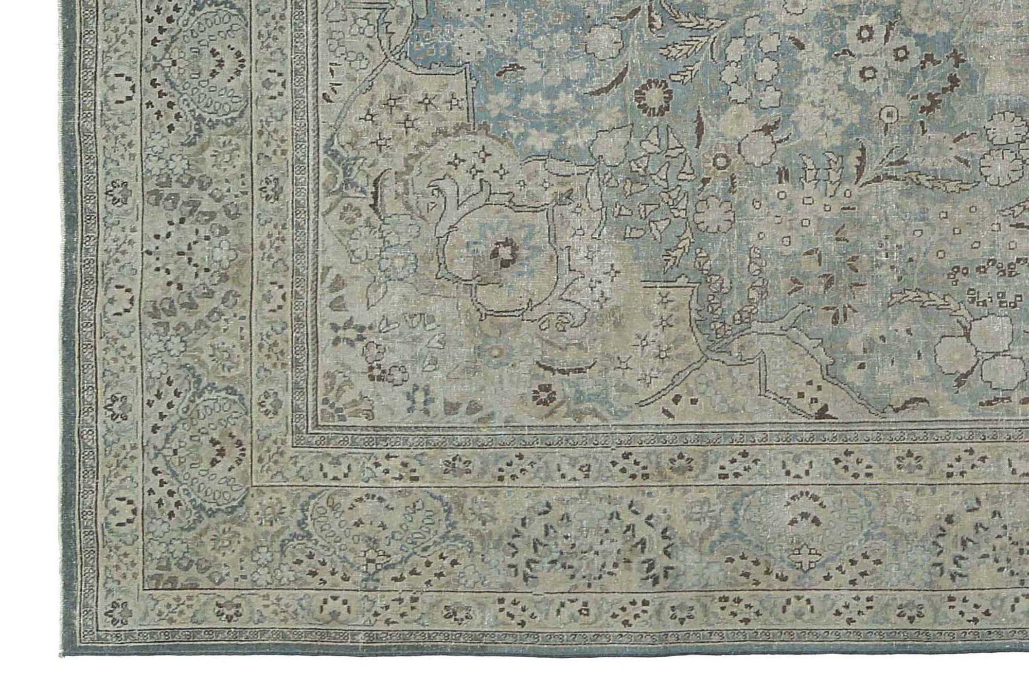 Persische Täbris-Teppiche - Wolle Elfenbein Hellblau Design - 97553 (20. Jahrhundert) im Angebot
