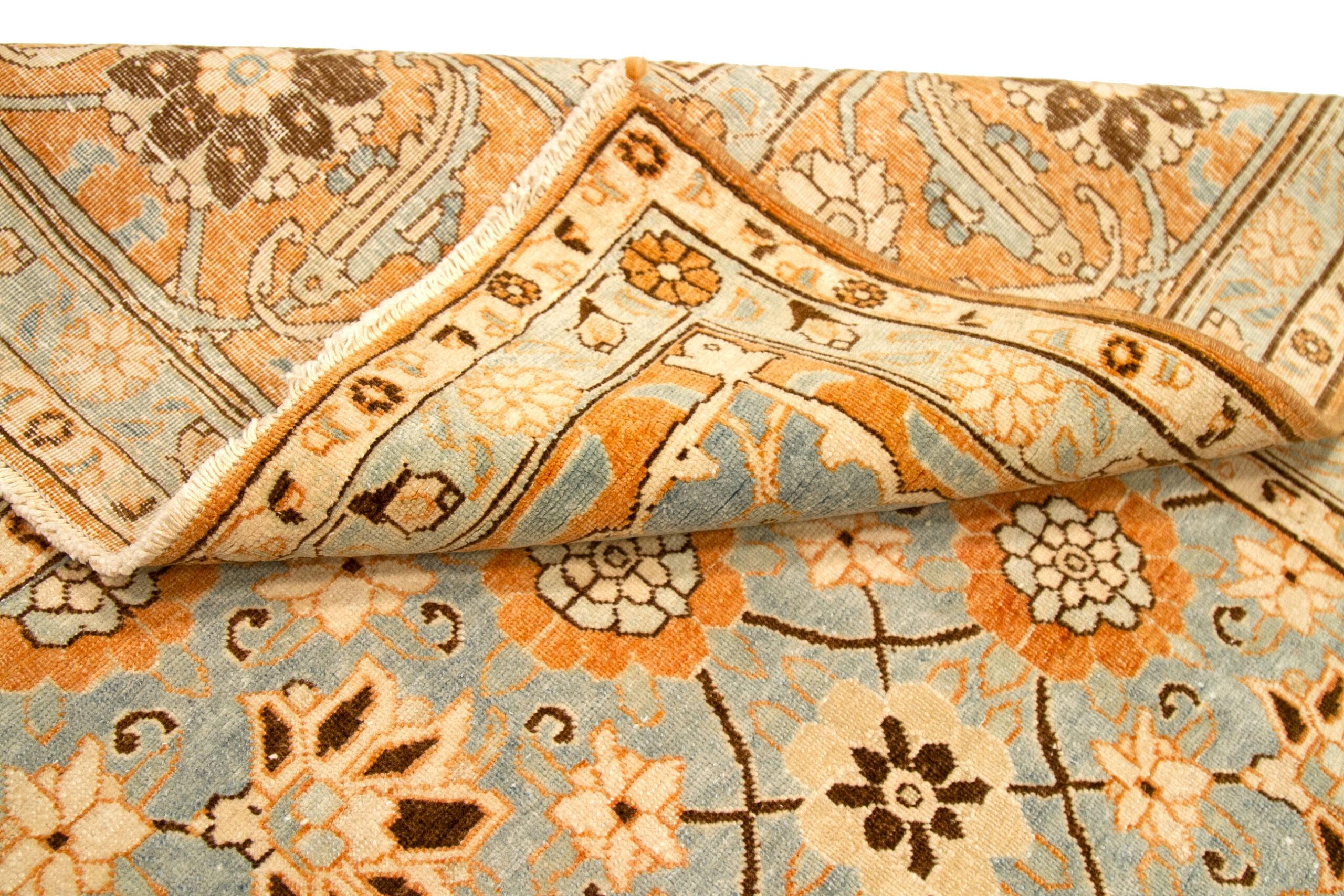 Tappeti persiani Tabriz - Lana Avorio Azzurro Arancione - 92698 In condizioni ottime in vendita a Dallas, TX