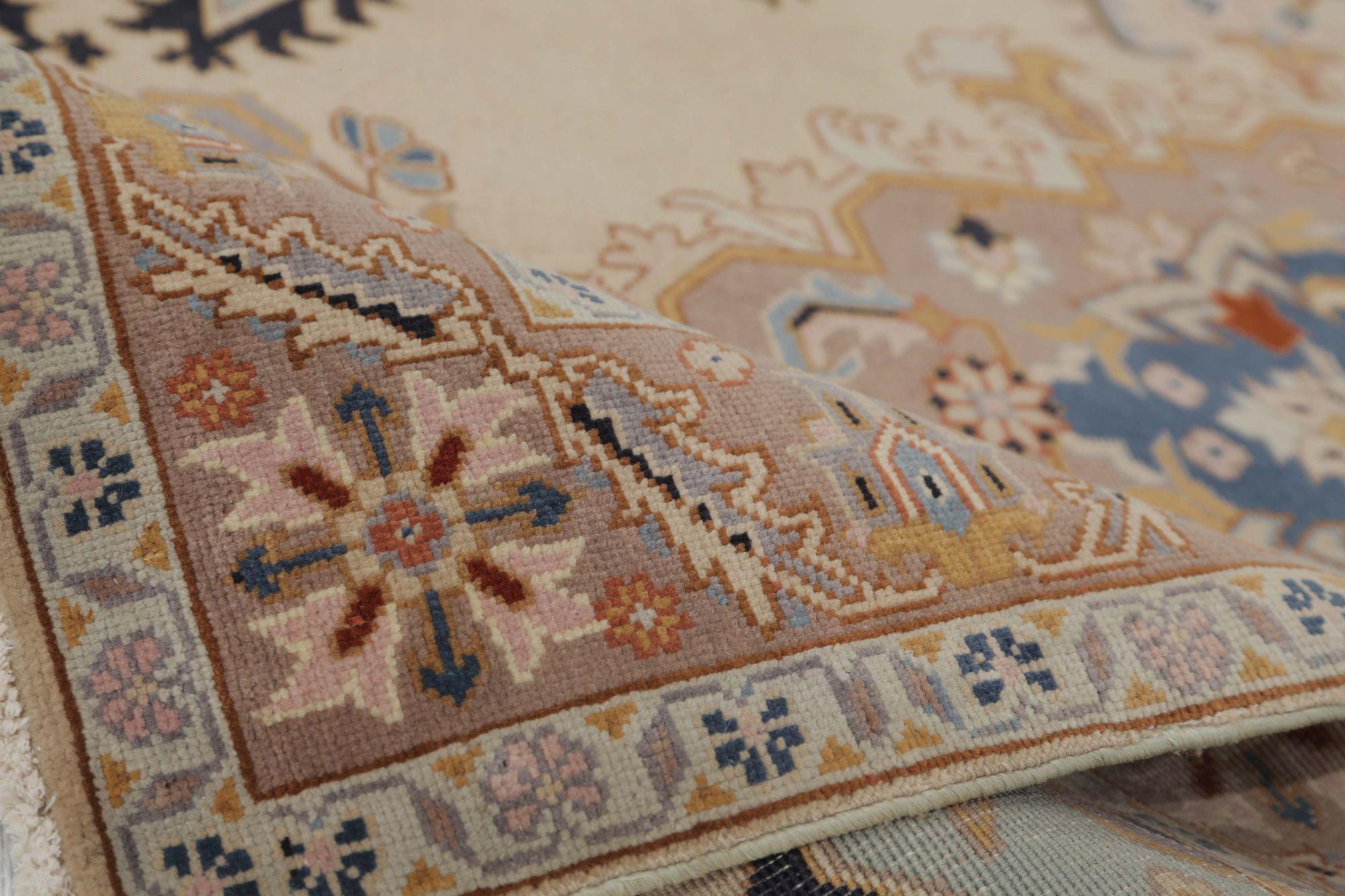 Persische Täbris-Teppiche - Wolle Elfenbein Hellblau Taupe Design - 97990 (Irakisch) im Angebot