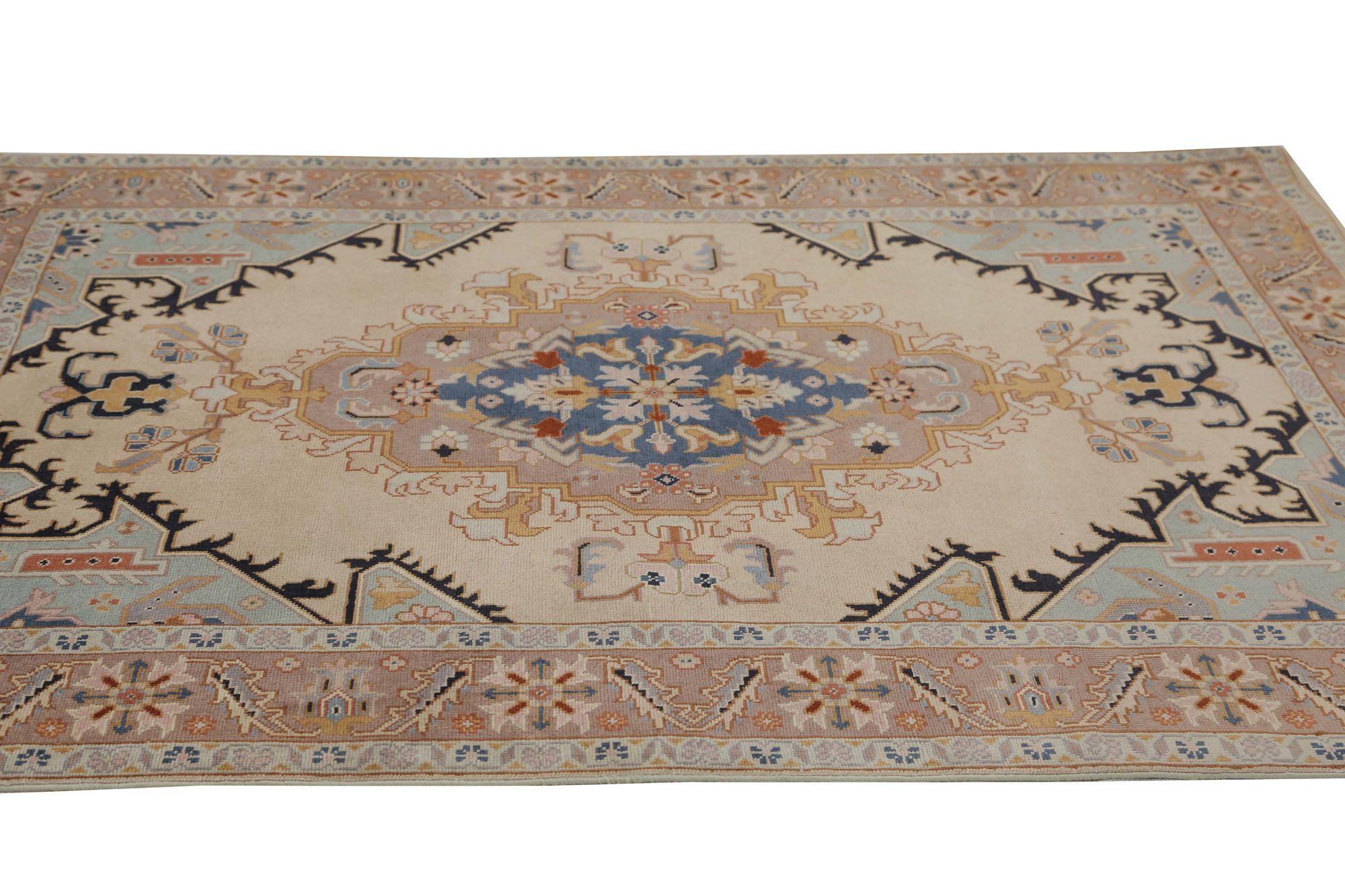 Persische Täbris-Teppiche - Wolle Elfenbein Hellblau Taupe Design - 97990 (20. Jahrhundert) im Angebot