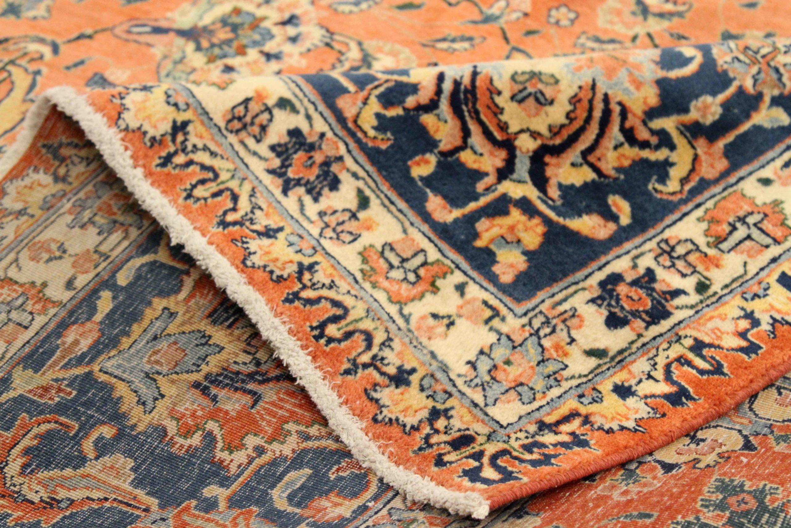 Tappeti persiani Tabriz - Lana Avorio Blu Navy Rosa - 76036 In condizioni ottime in vendita a Dallas, TX