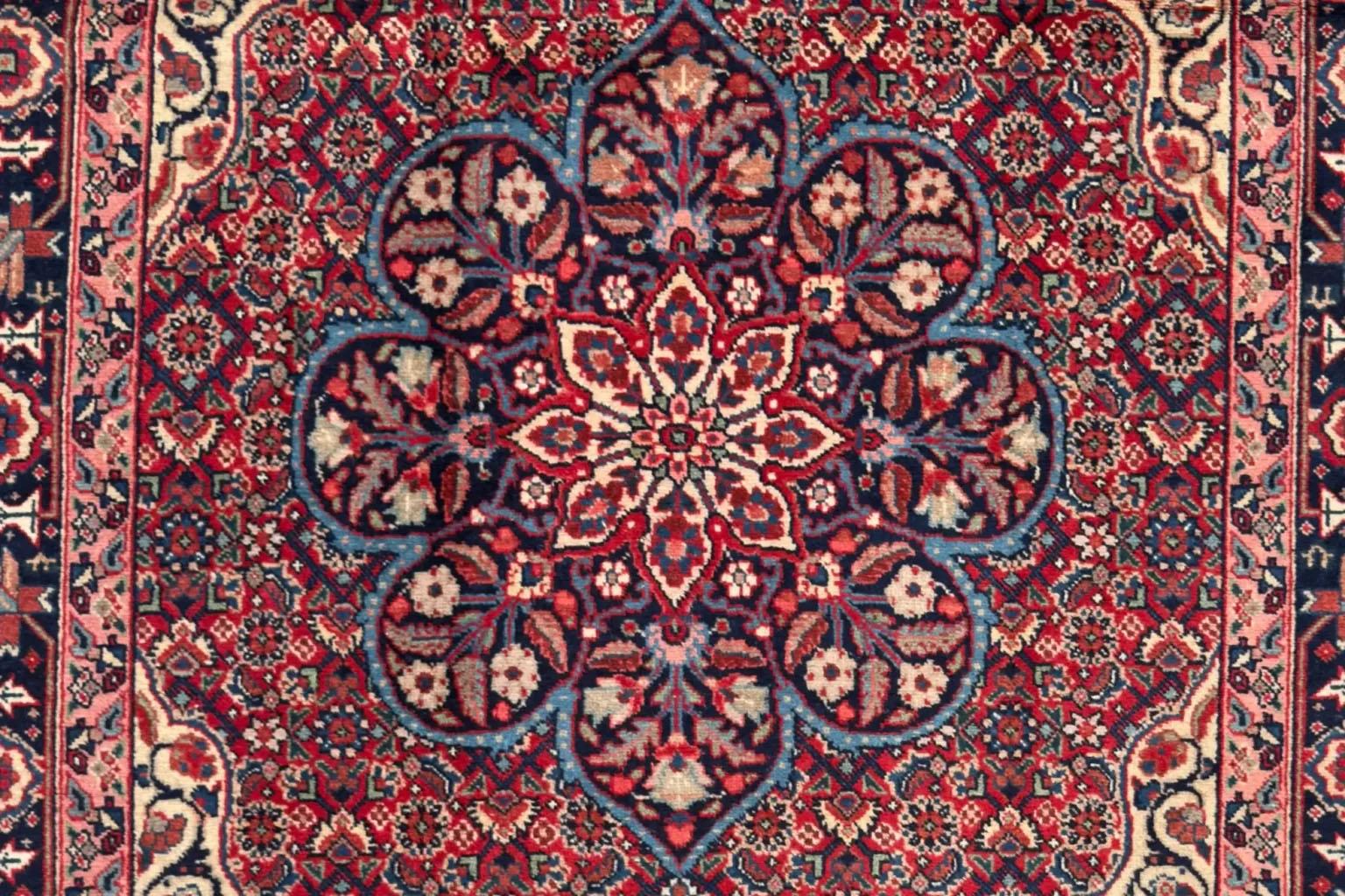 Wool Persian Tabriz Area Rug - Ivory Navy Blue Red (54 x 77) For Sale