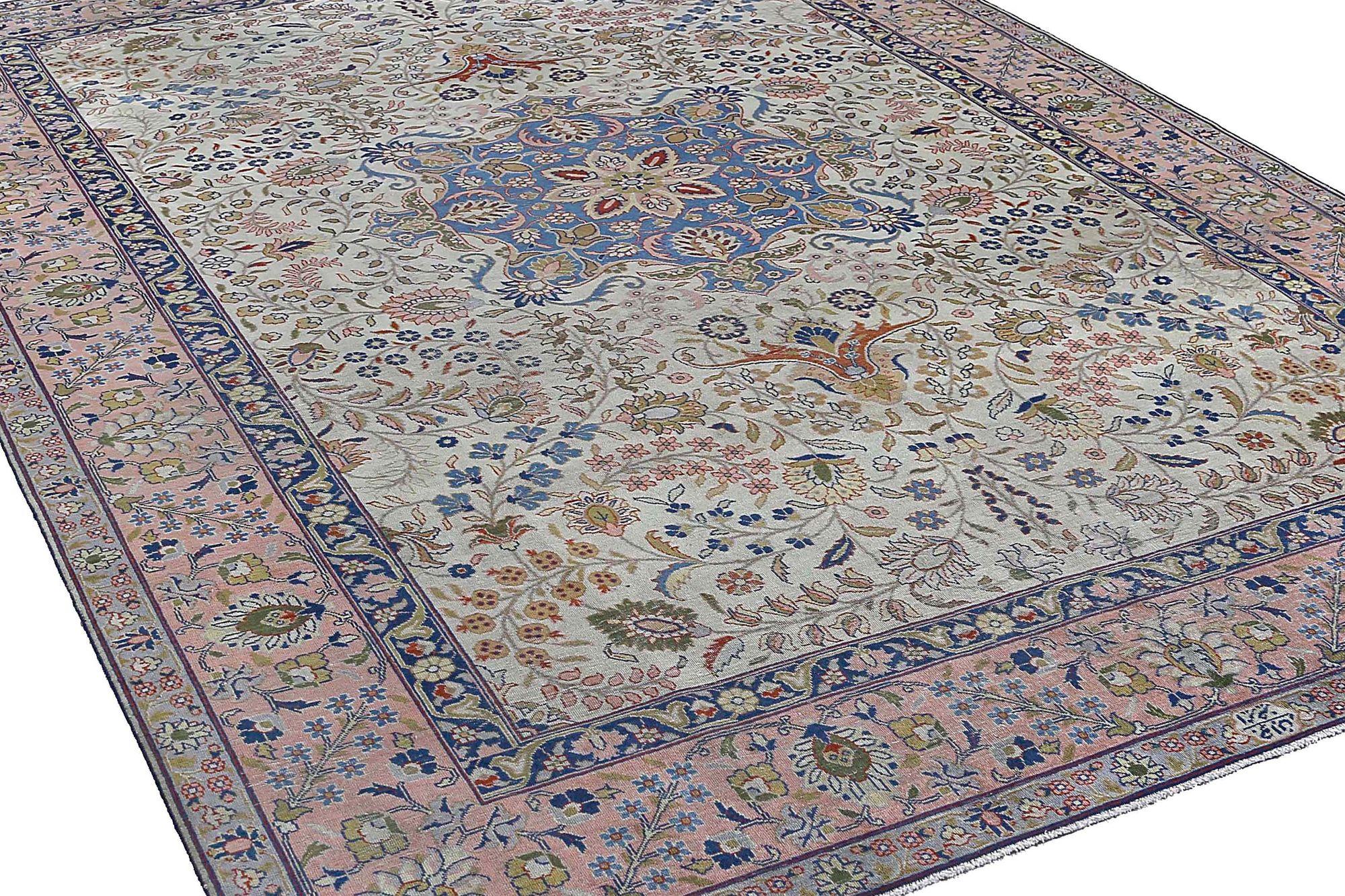 Iracheno Tappeti persiani Tabriz - Lana, avorio, rosa - 96875 in vendita