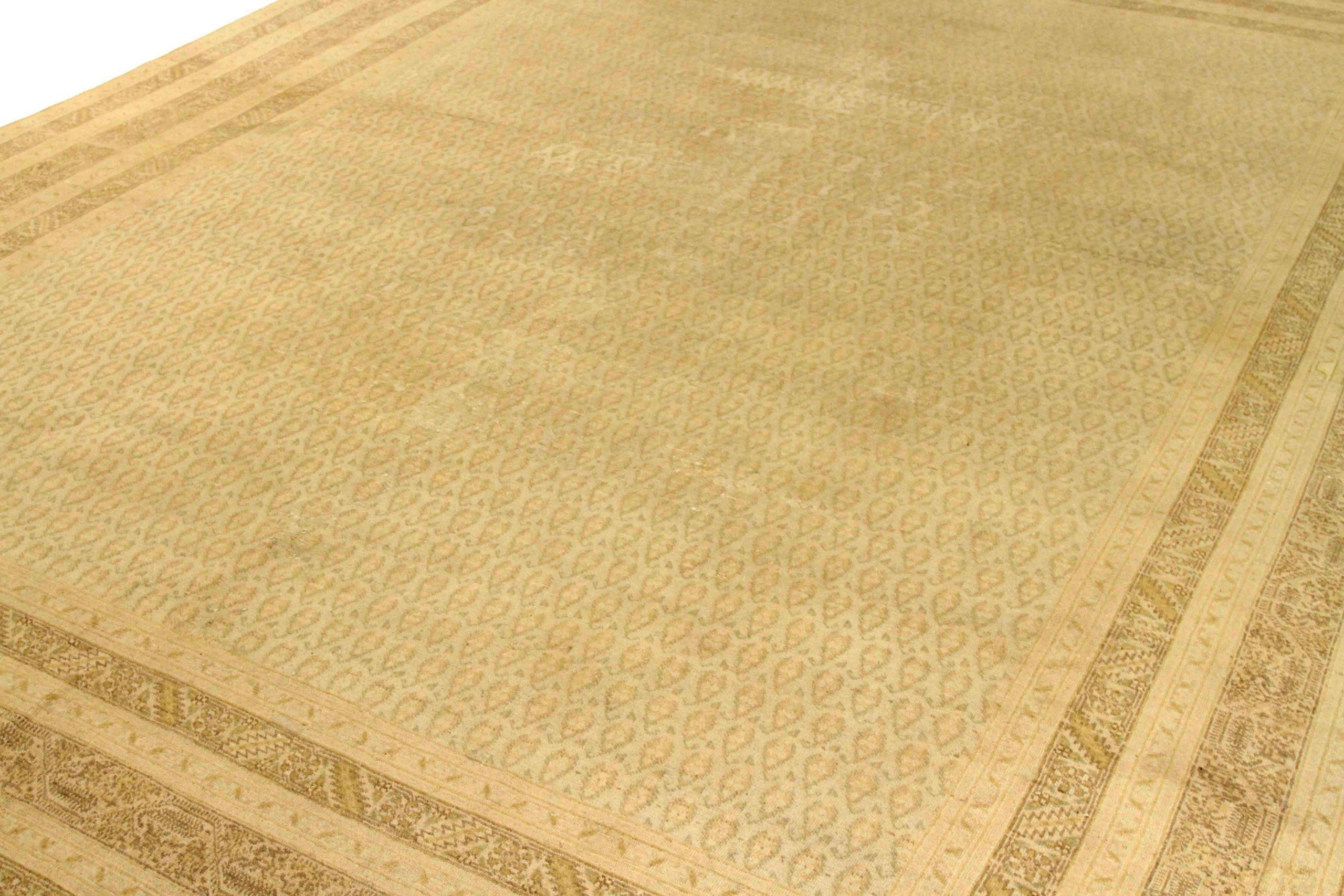 Irakien Tapis de Tabriz en laine ivoire et jaune ivoire - 75854 en vente