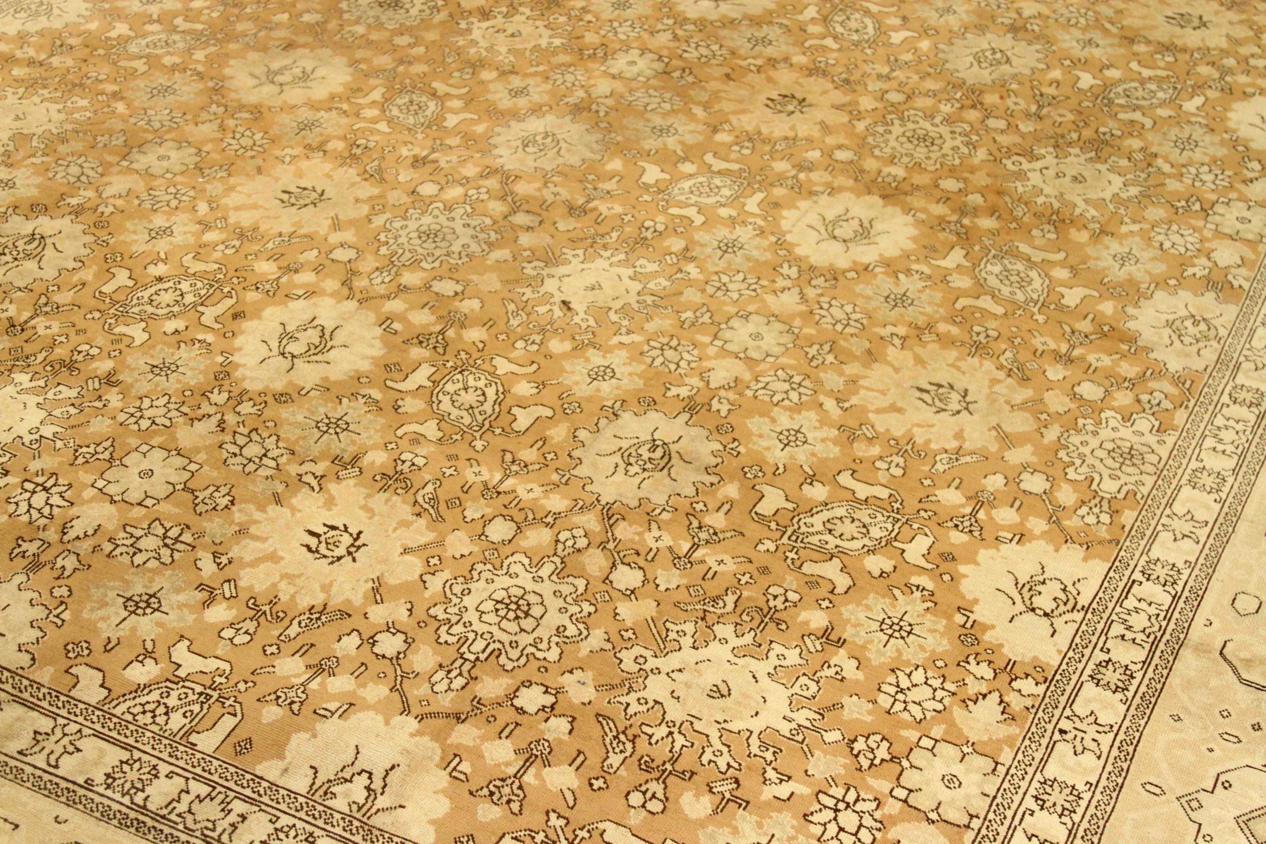 Irakien Tapis de Tabriz en laine ivoire et jaune ivoire - 76006 en vente