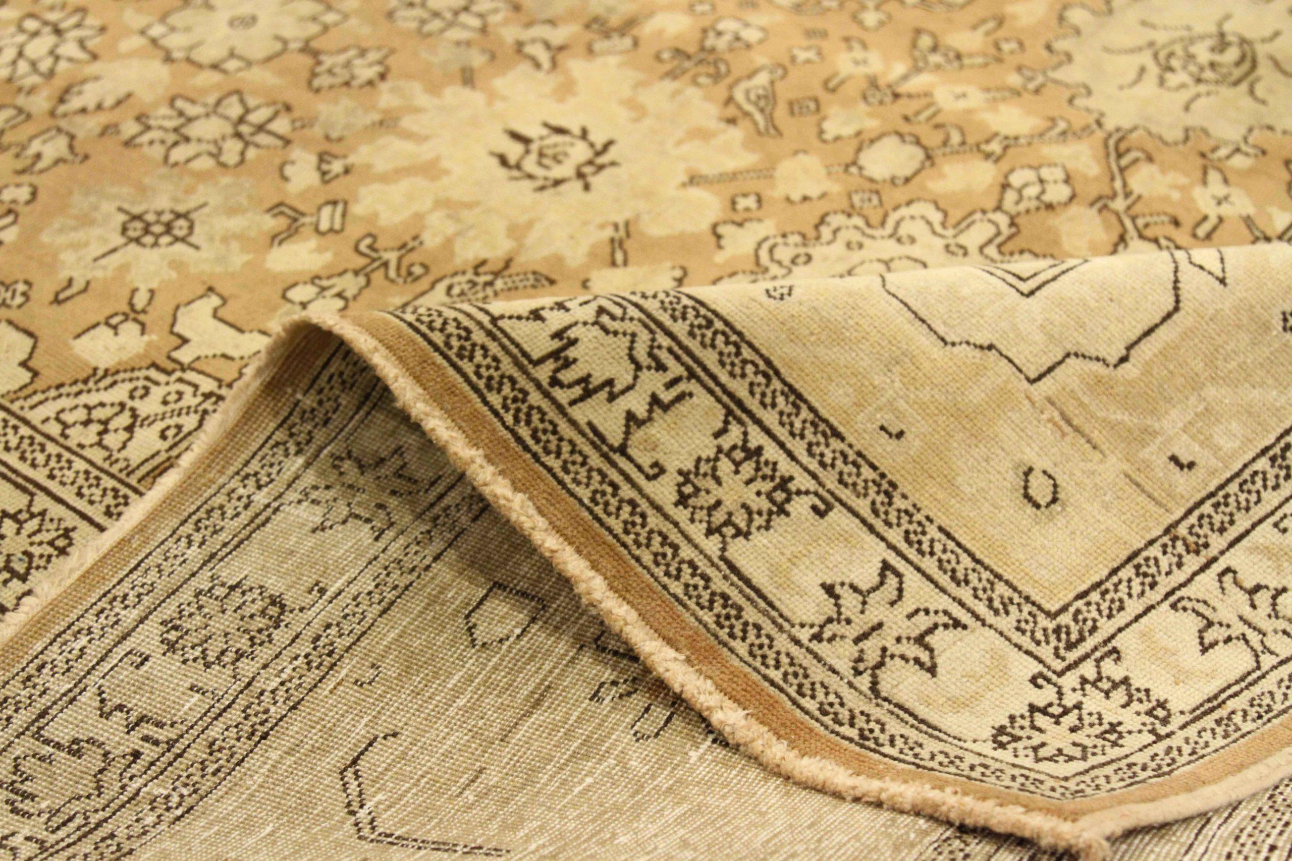 Tapis de Tabriz en laine ivoire et jaune ivoire - 76006 Excellent état - En vente à Dallas, TX