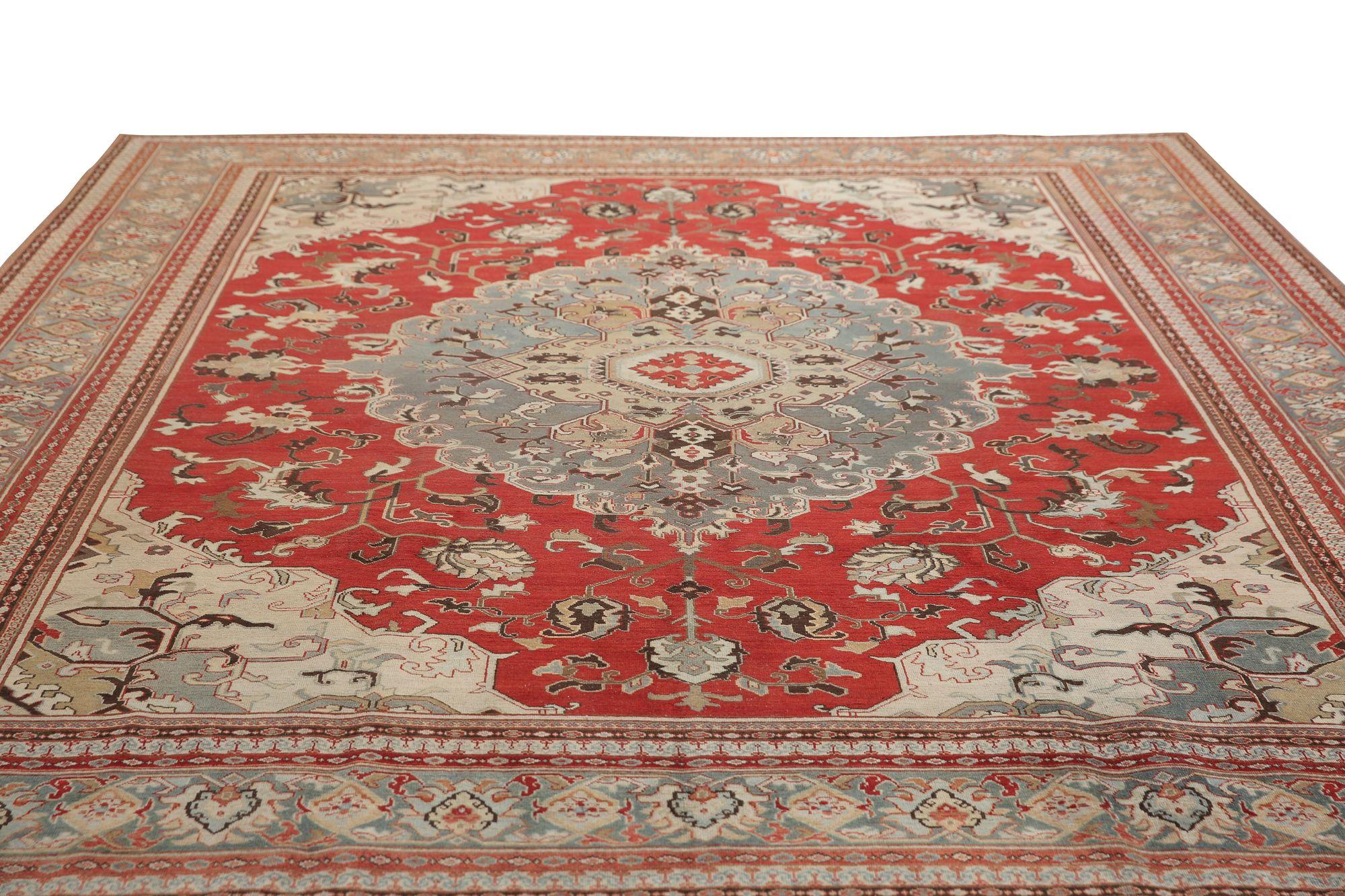 Tappeti persiani Tabriz - Lana Azzurro Rosso Design - 96952 In condizioni ottime in vendita a Dallas, TX