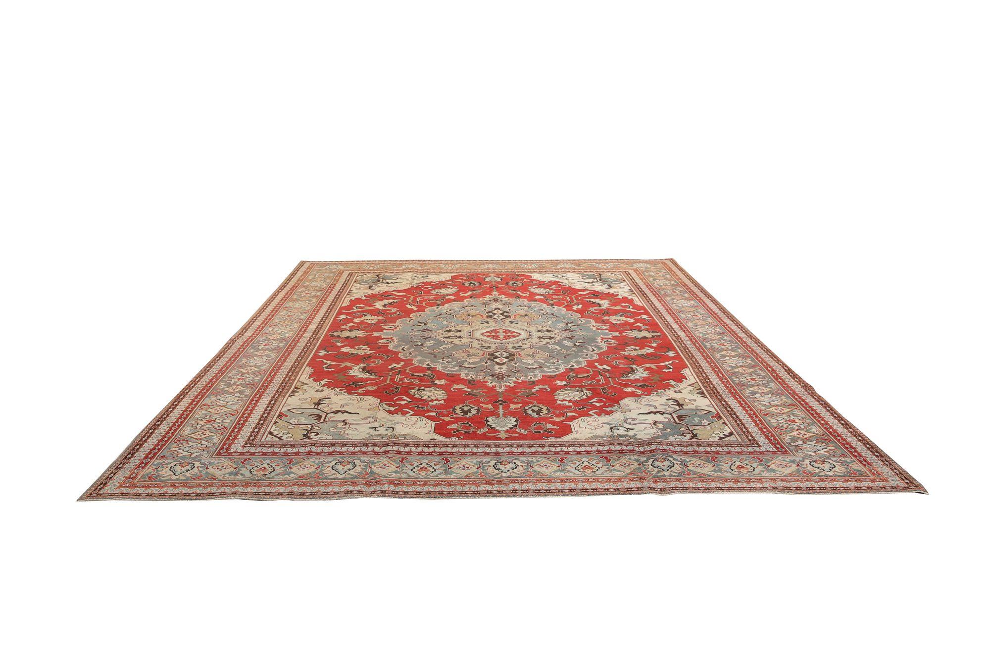 XX secolo Tappeti persiani Tabriz - Lana Azzurro Rosso Design - 96952 in vendita