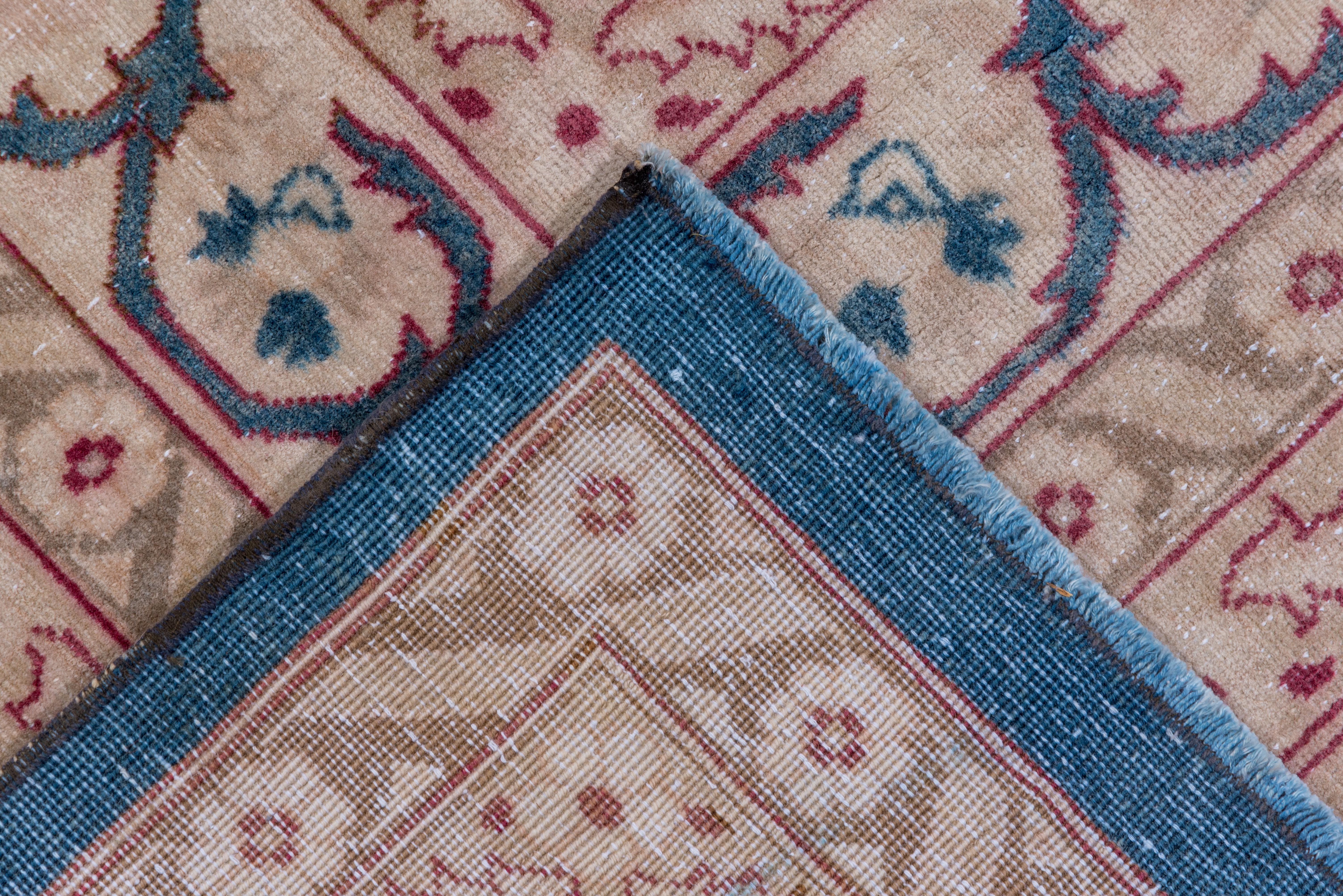 Persian Tabriz Carpet, Bright Blue Field, Center Medallion, Ivory Borders For Sale 1