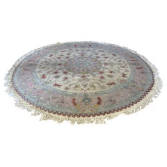 Persian Tabriz Circle Rug with Silk, circa 2000s