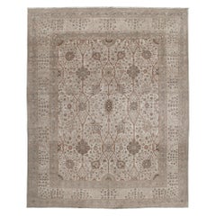 Persian Tabriz Hadji Jalili style Handknotted Rug in Ivory and Camel Tones