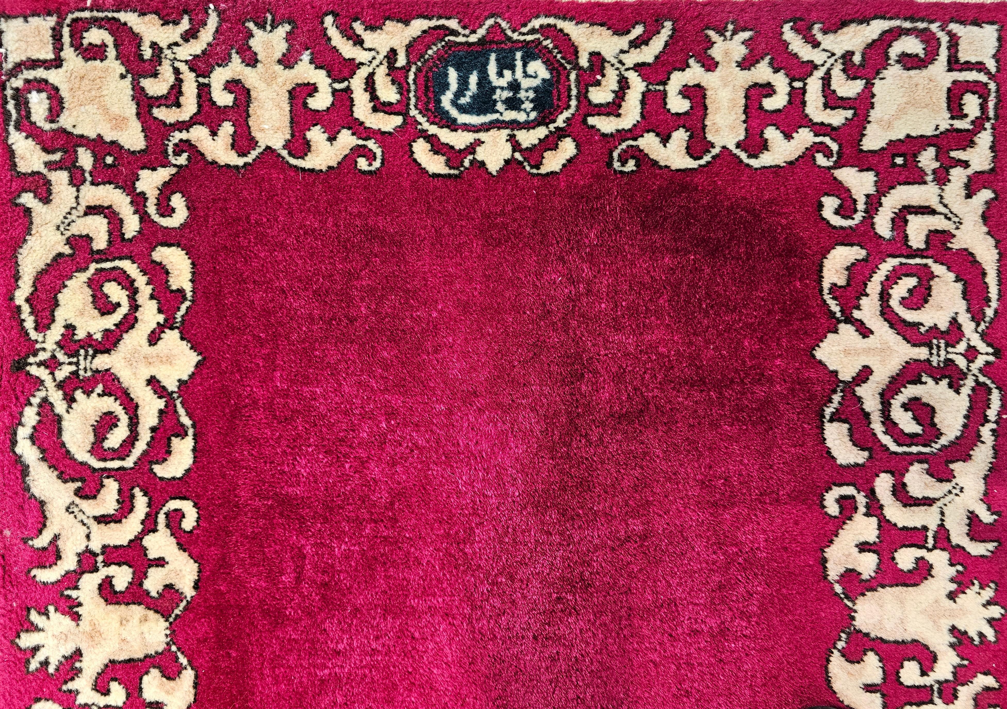 Persian Tabriz Long Runner in an Open Field Pattern in Crimson, Ivory, Tan For Sale 5