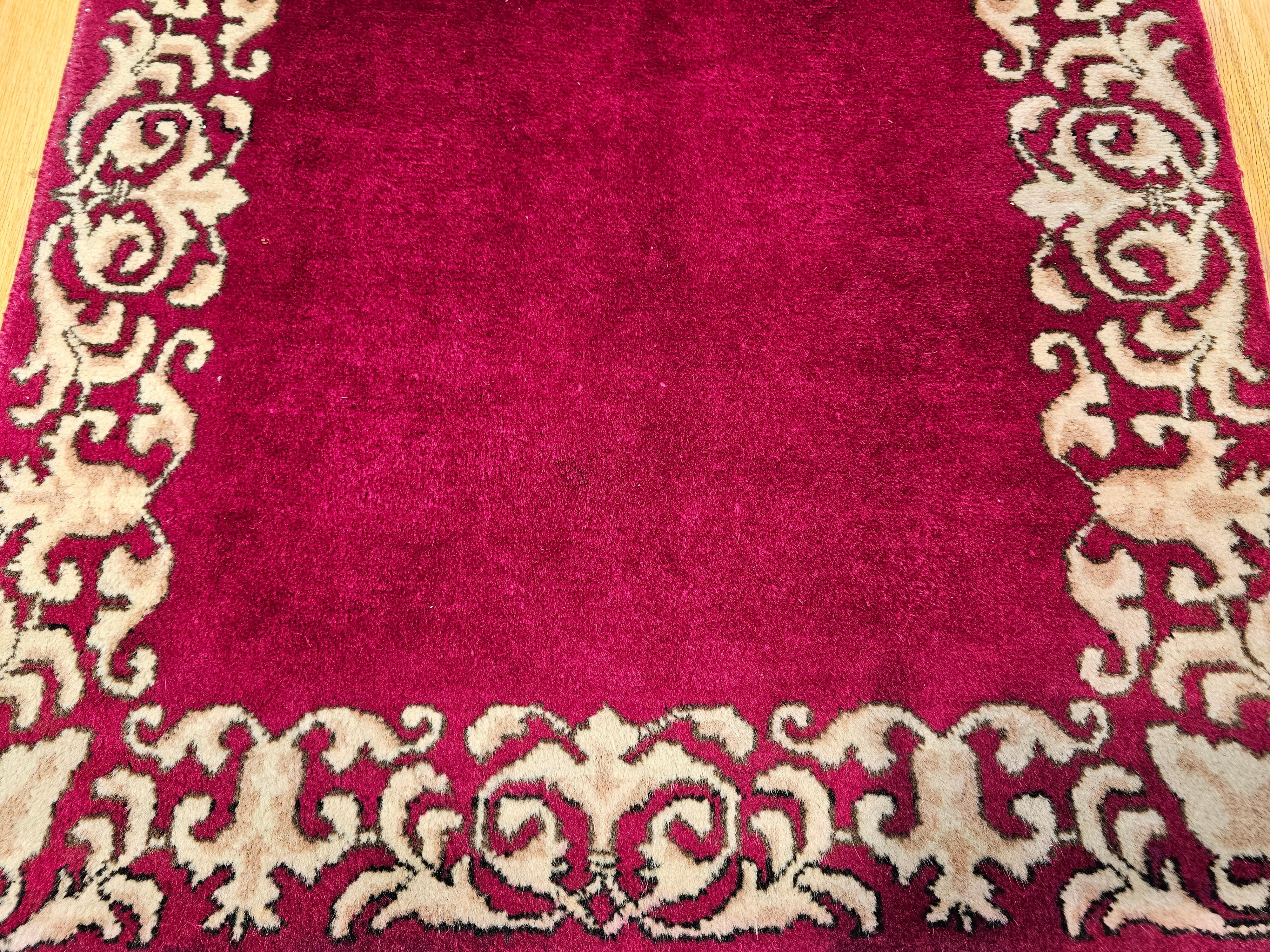 Persian Tabriz Long Runner in an Open Field Pattern in Crimson, Ivory, Tan For Sale 3