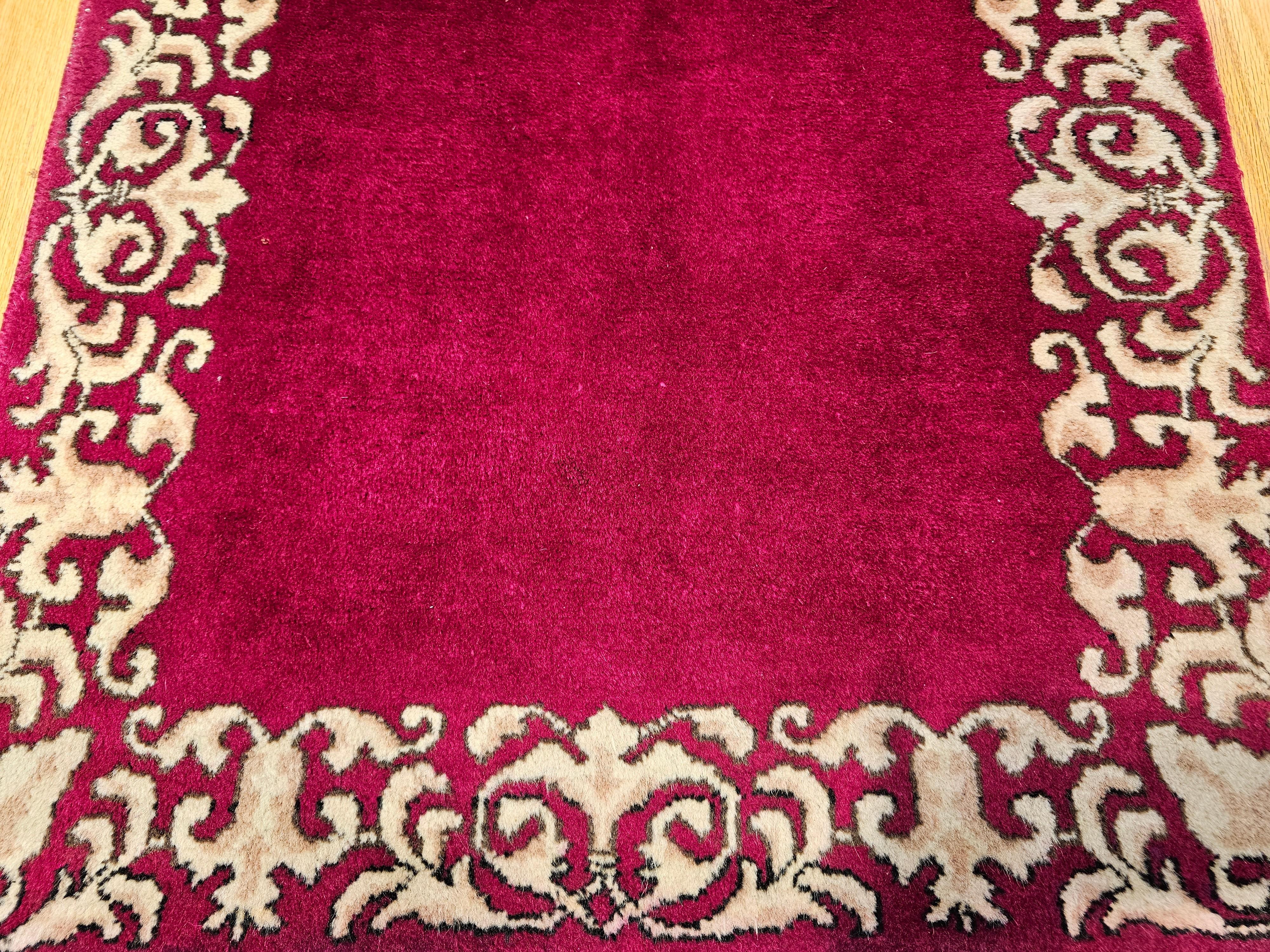 Hand-Knotted Persian Tabriz Long Runner in an Open Pattern in Crimson, Ivory, Tan For Sale