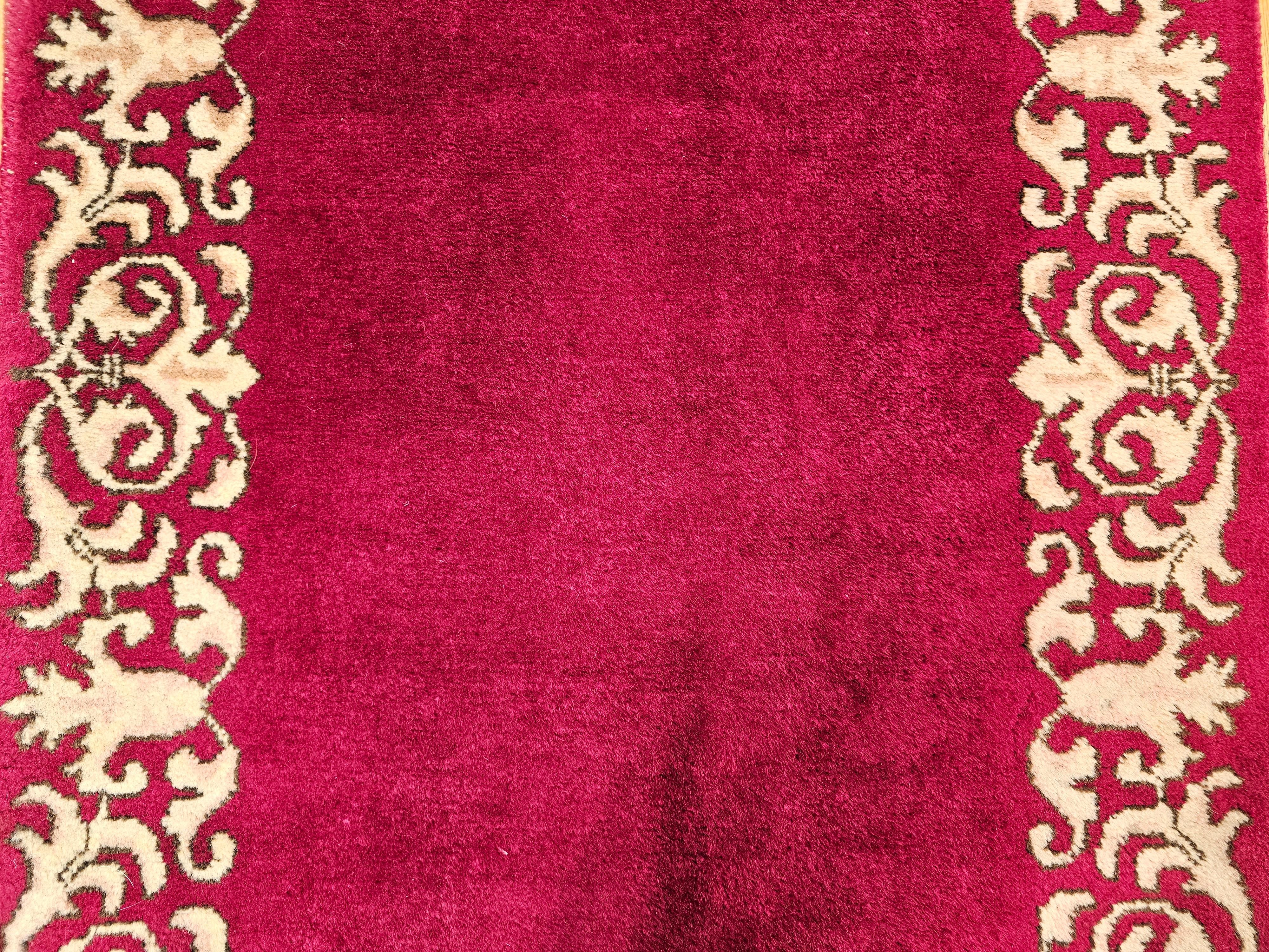 Persian Tabriz Long Runner in an Open Pattern in Crimson, Ivory, Tan In Good Condition For Sale In Barrington, IL