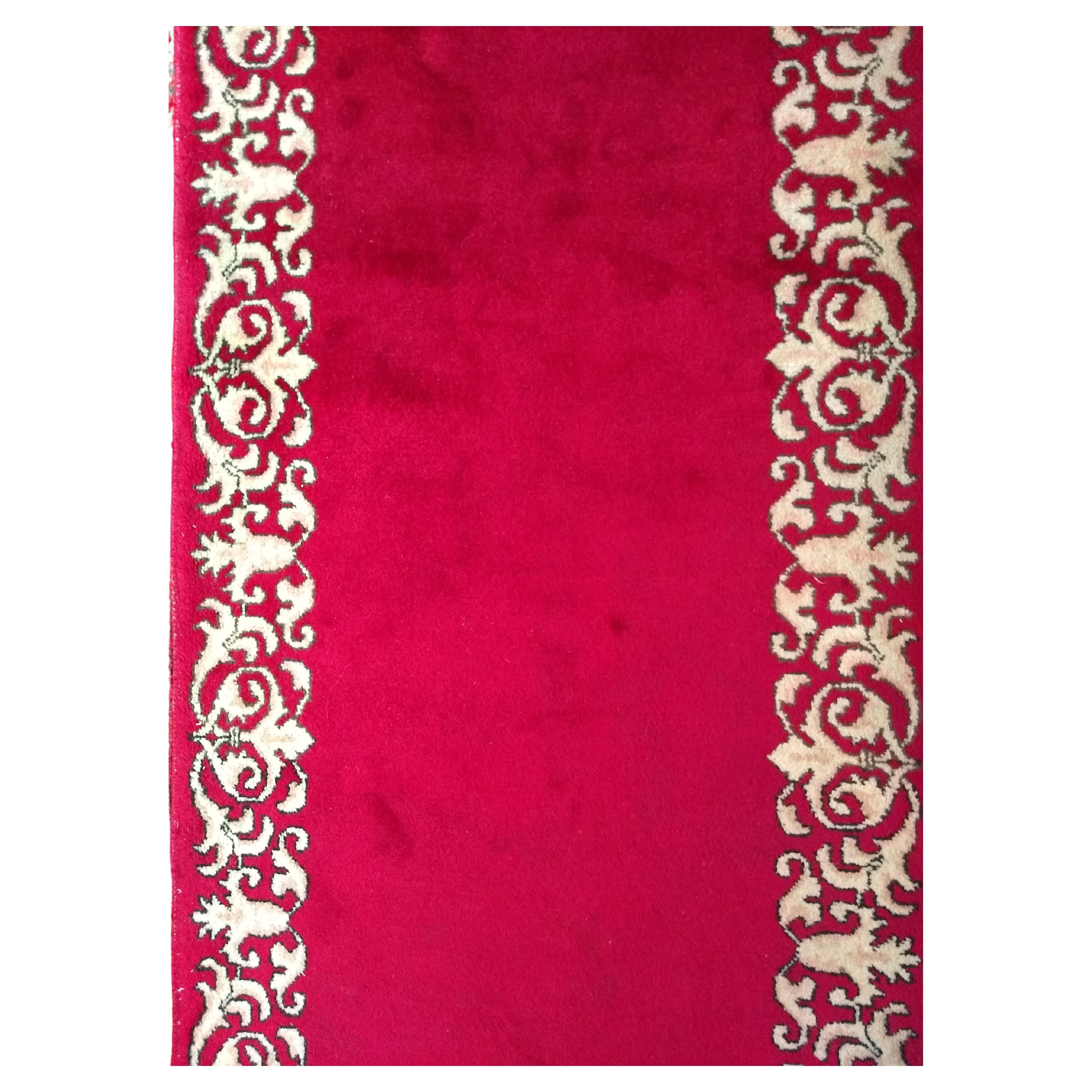 Persian Tabriz Long Runner in an Open Pattern in Crimson, Ivory, Tan For Sale