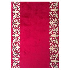 Vintage Persian Tabriz Long Runner in an Open Pattern in Crimson, Ivory, Tan