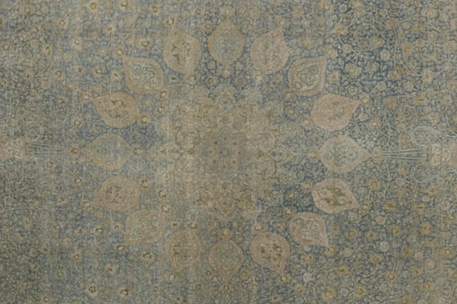Persian Tabriz Over Size Rug - Blue Green Taupe Design For Sale 2