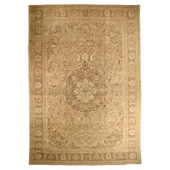 Tapis Persan Tabriz Circa 1880 - Laine Brown Ivoire Taupe 73404