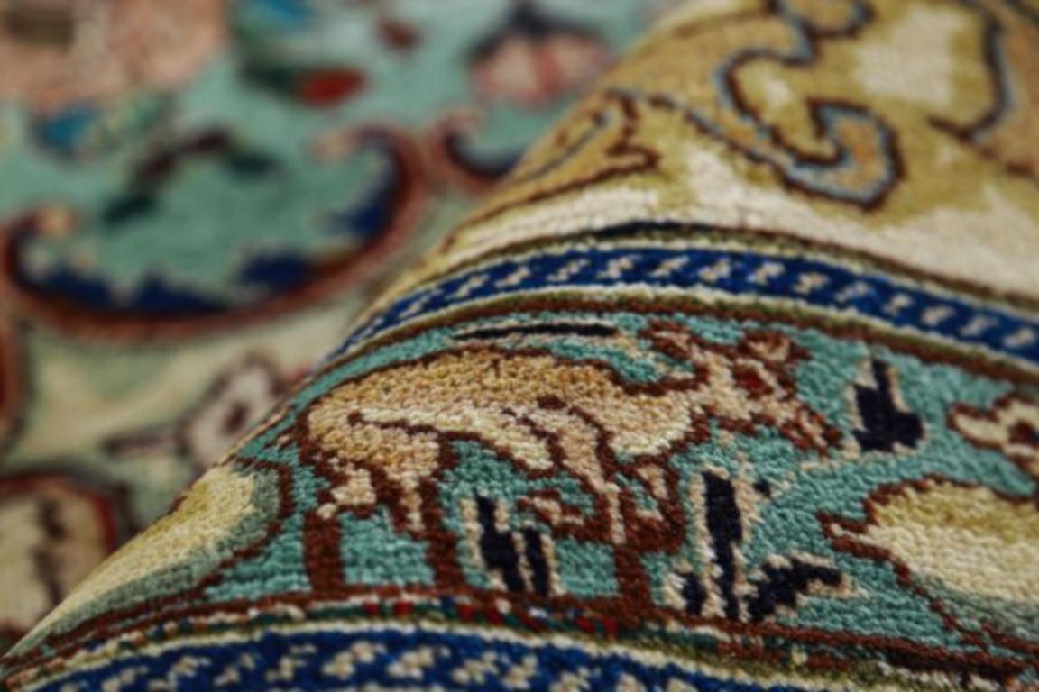 Tappeto persiano Tabriz di dimensioni maggiori, circa 1910 - Lana Blu Verde Avorio Rosso - 91576 In condizioni ottime in vendita a Dallas, TX