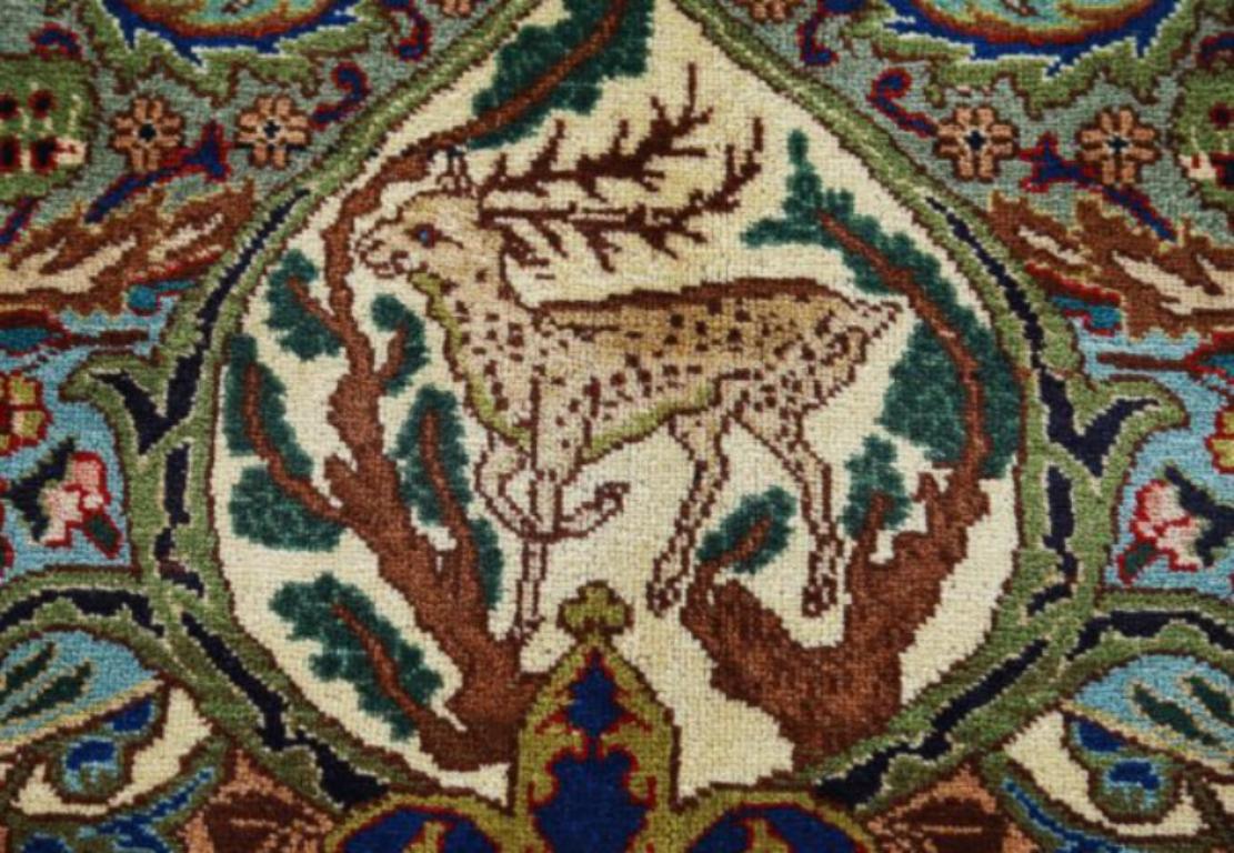 XX secolo Tappeto persiano Tabriz di dimensioni maggiori, circa 1910 - Lana Blu Verde Avorio Rosso - 91576 in vendita