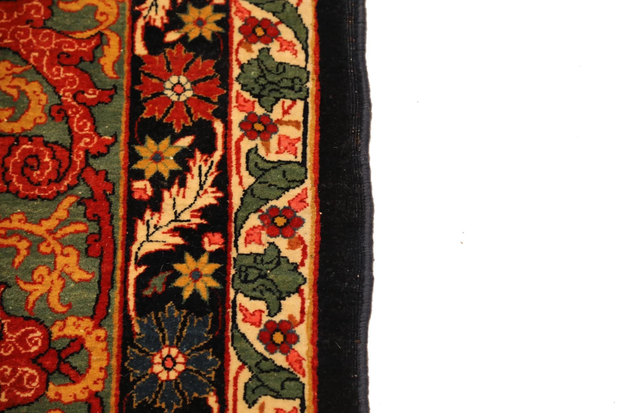 Iraqi Antique Persian Tabriz Rug Circa 1910 - Wool Blue Ivory Navy Blue Red - 99579 For Sale