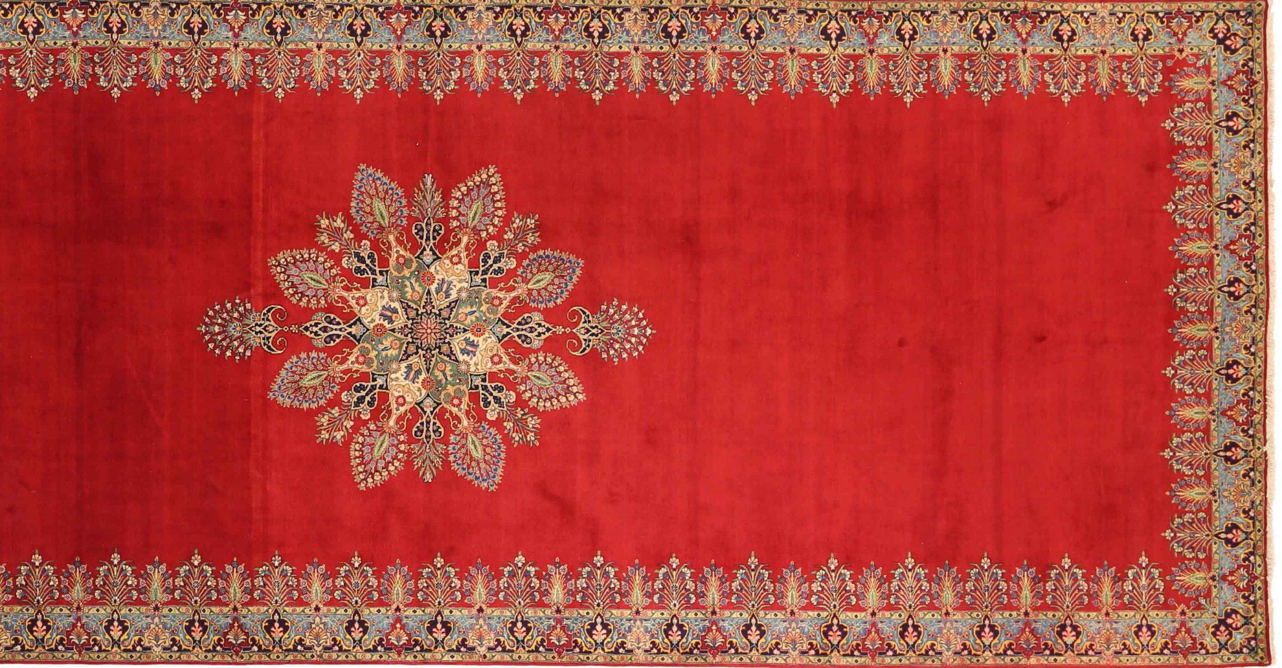 Persischer Täbris-Teppich in Übergröße Circa 1910 - Wolle Blau Elfenbein Rot 74132 (Asiatisch) im Angebot