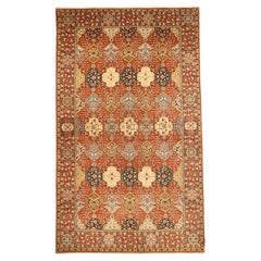 Tapis persan Tabriz Over Size datant d'environ 1910 - Laine bleu ivoire rouge jaune 73063