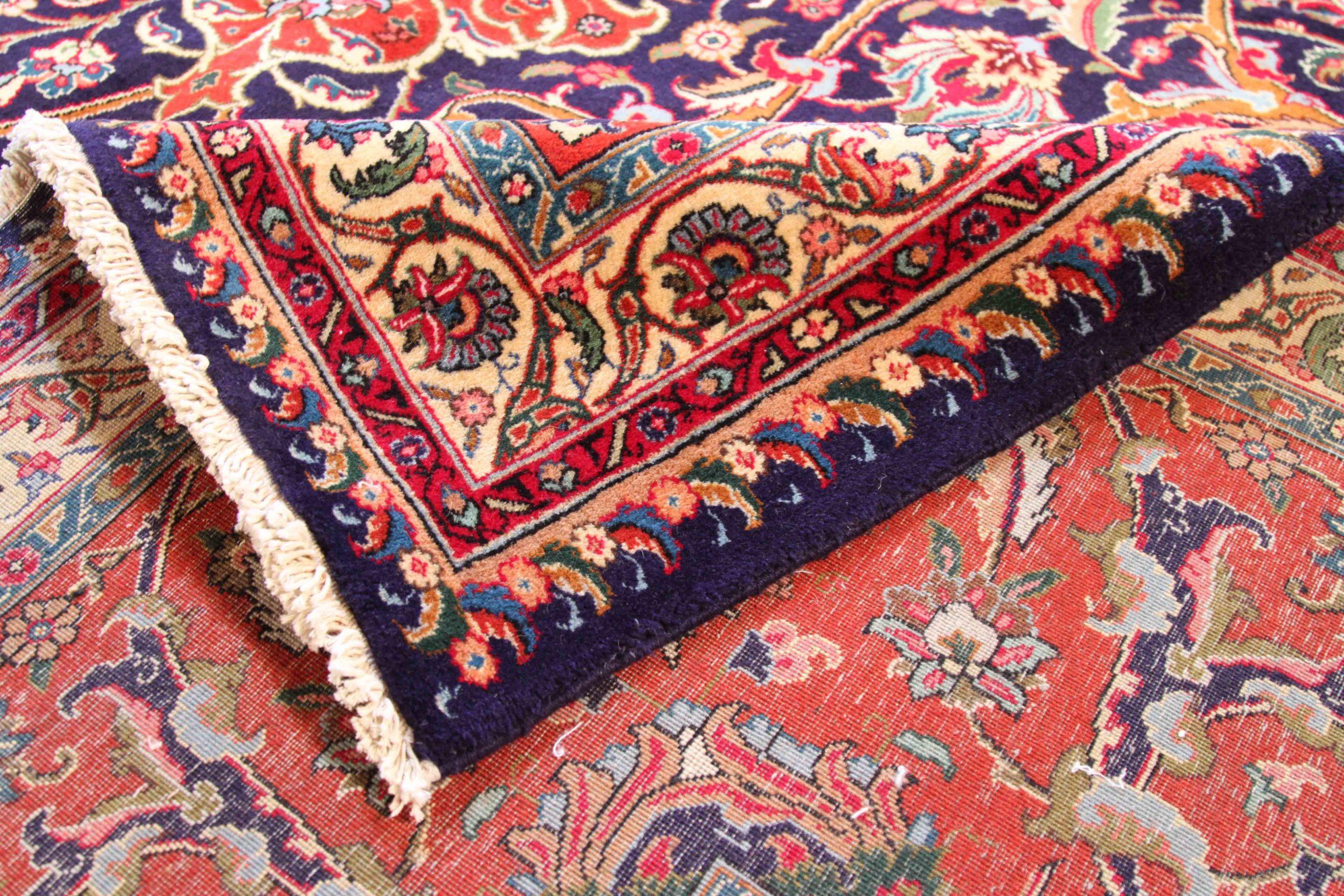 XX secolo Tappeto Persiano Tabriz Over Size Circa 1940 - Lana Blu Navy Rosa Rosso 70618 in vendita