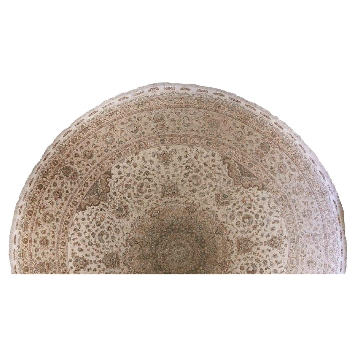 Persische Tabriz Over Size Teppich CIRCA 1990 - Wolle Brown Elfenbein Taupe 70595 im Angebot