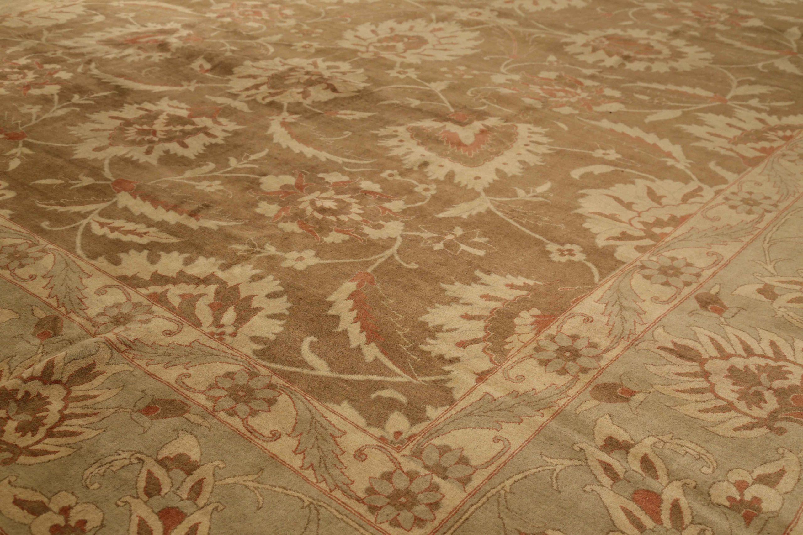 Asiatico Tappeto Persiano Tabriz Over Size Circa 1990 - Lana Marrone Avorio Rosso 72443 in vendita