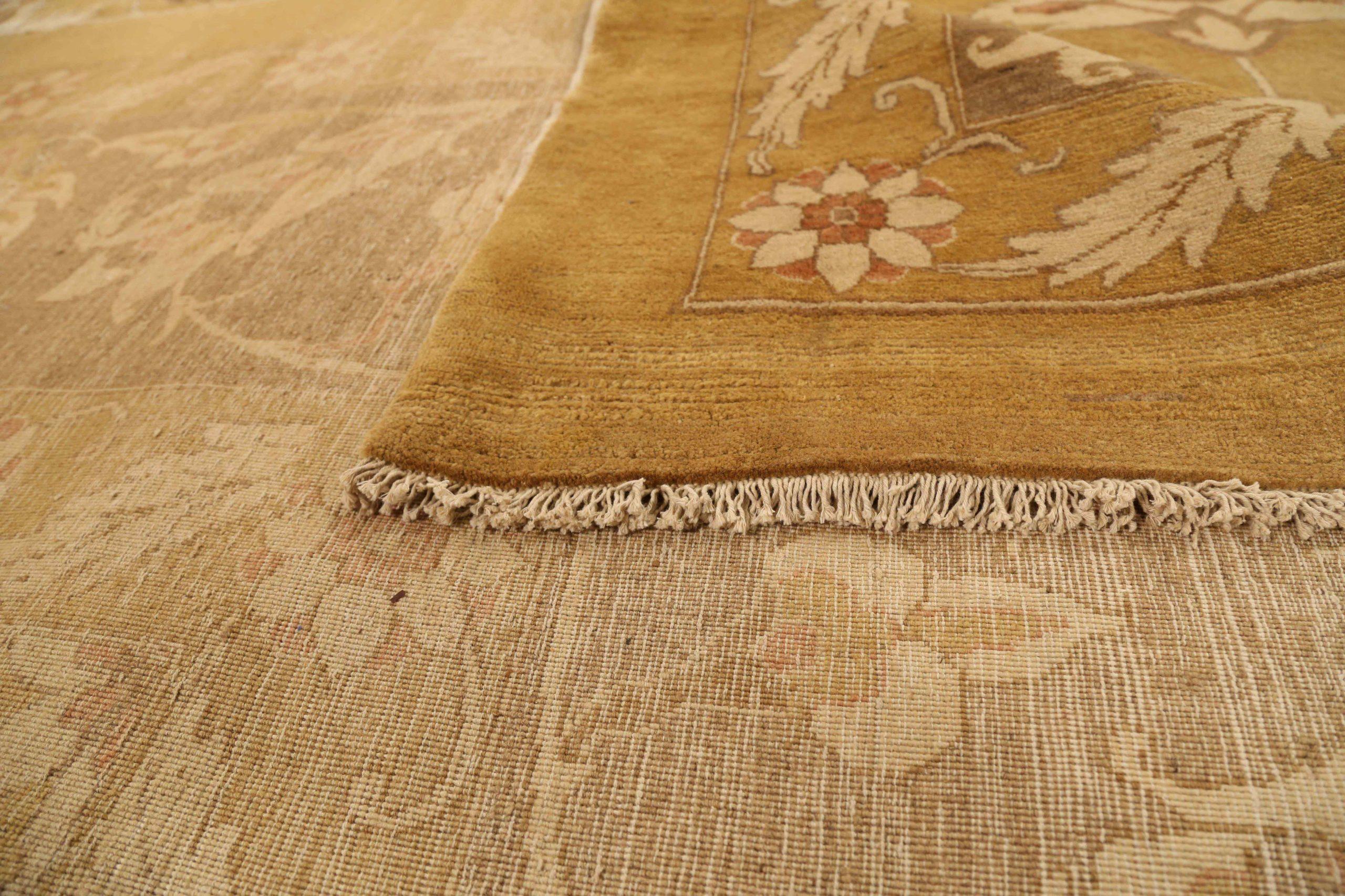 Tapis Persan Tabriz Circa 1990 - Laine Brown Ivoire Jaune 72444 Excellent état - En vente à Dallas, TX