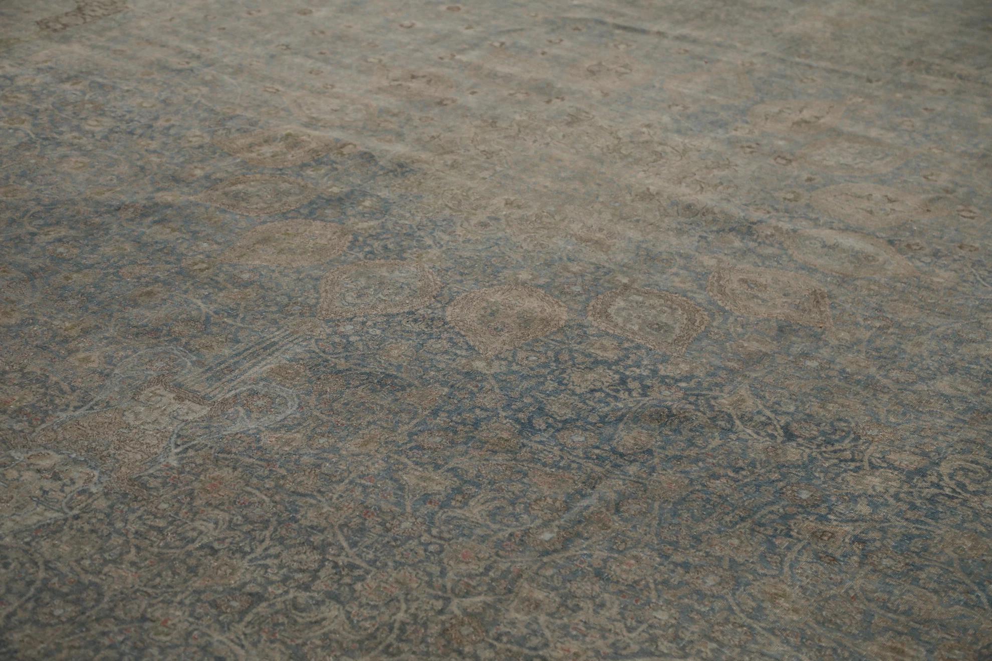 Iracheno Tappeto persiano Tabriz Over Size - Lana Blue Green Taupe Design - 99443 in vendita