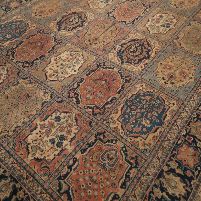 Persische Tabriz Over Size Teppich - Wolle Blau Elfenbein Marineblau Rot - 71079 im Zustand „Hervorragend“ im Angebot in Dallas, TX